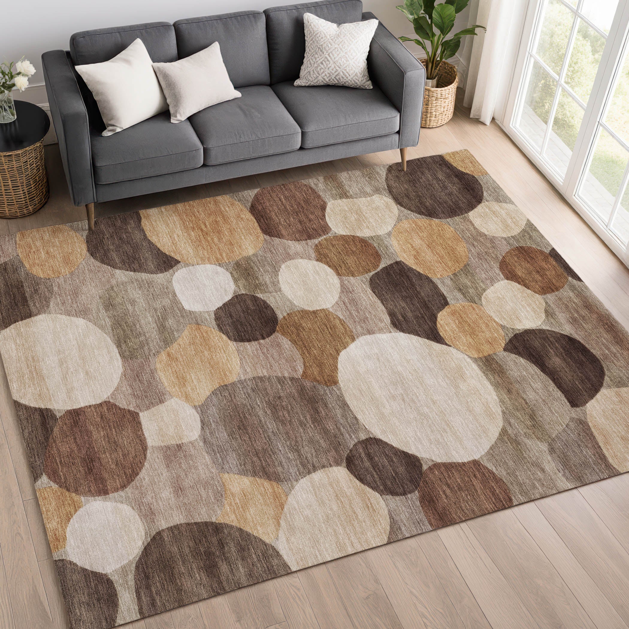 Baku Machine Washable Transitional Brown Rug 3' x 5' #shape_Rectangle