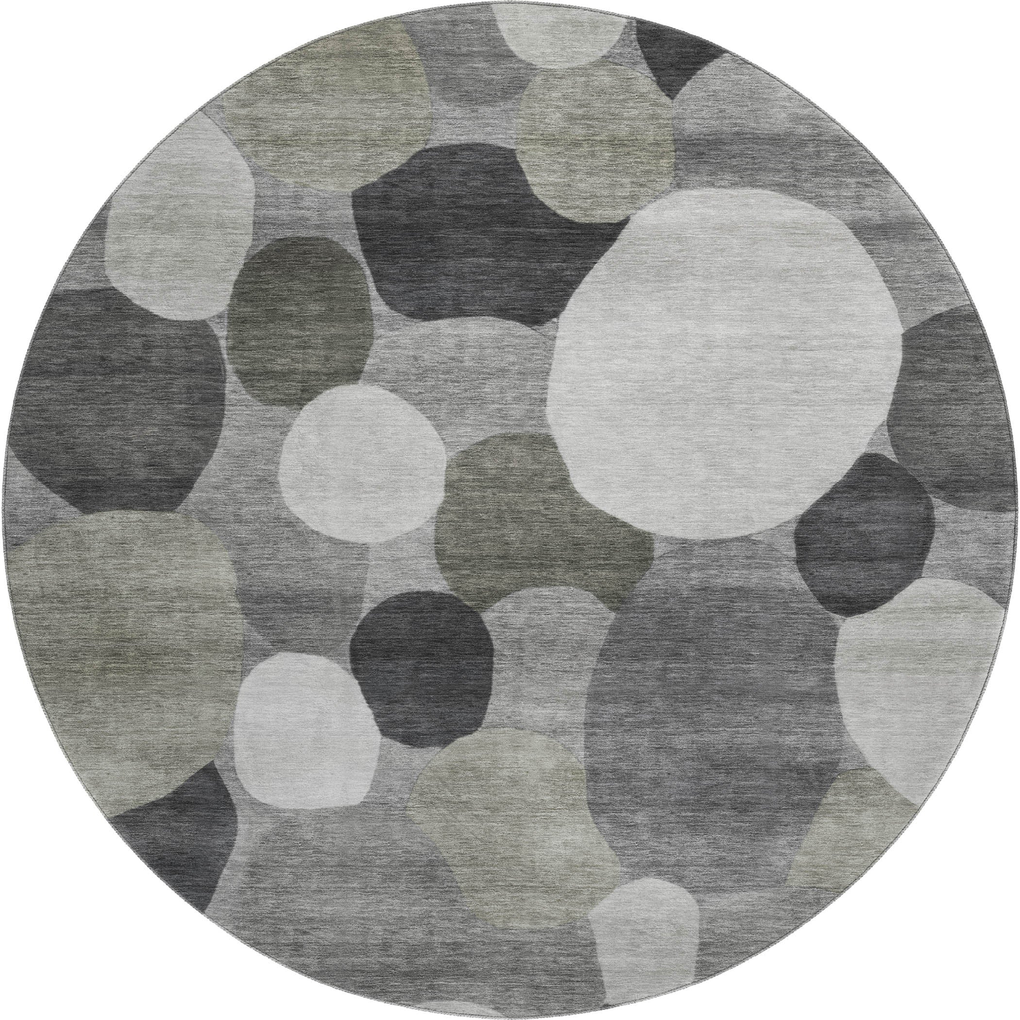 Baku Machine Washable Transitional Gray Rug 8' x 8' #shape_Round
