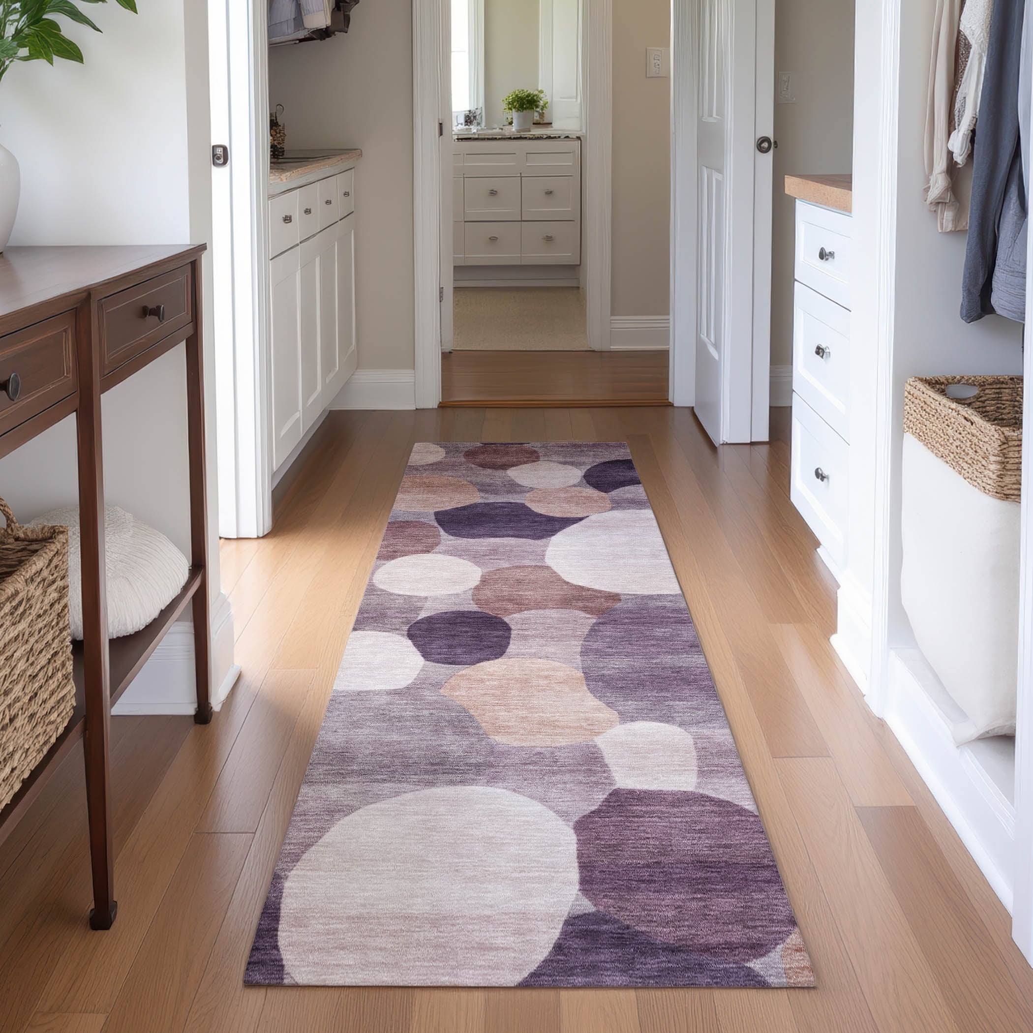 Baku Machine Washable Transitional Plum Purple Rug 2'3" x 7'6" #shape_Runner