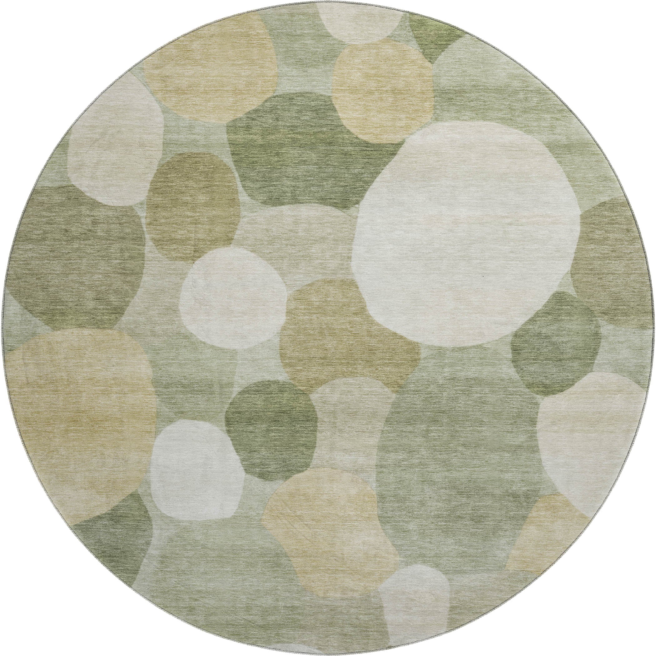 Baku Machine Washable Transitional Sage Green Rug 8' x 8' #shape_Round