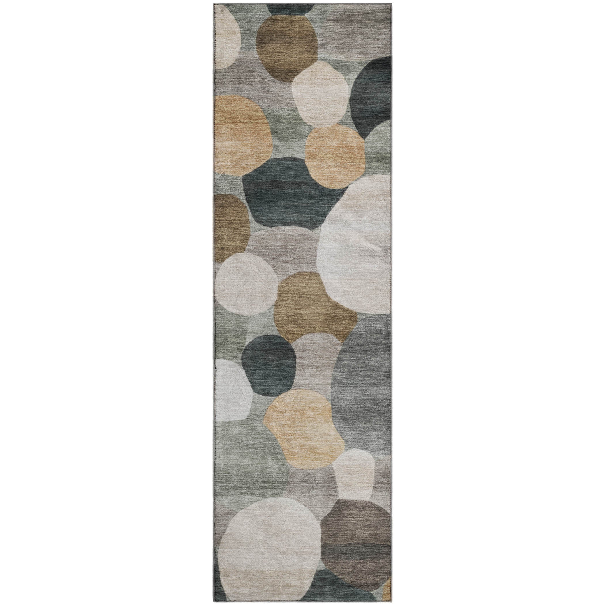 Baku Machine Washable Transitional Taupe Brown Rug 2'3" x 7'6" #shape_Runner