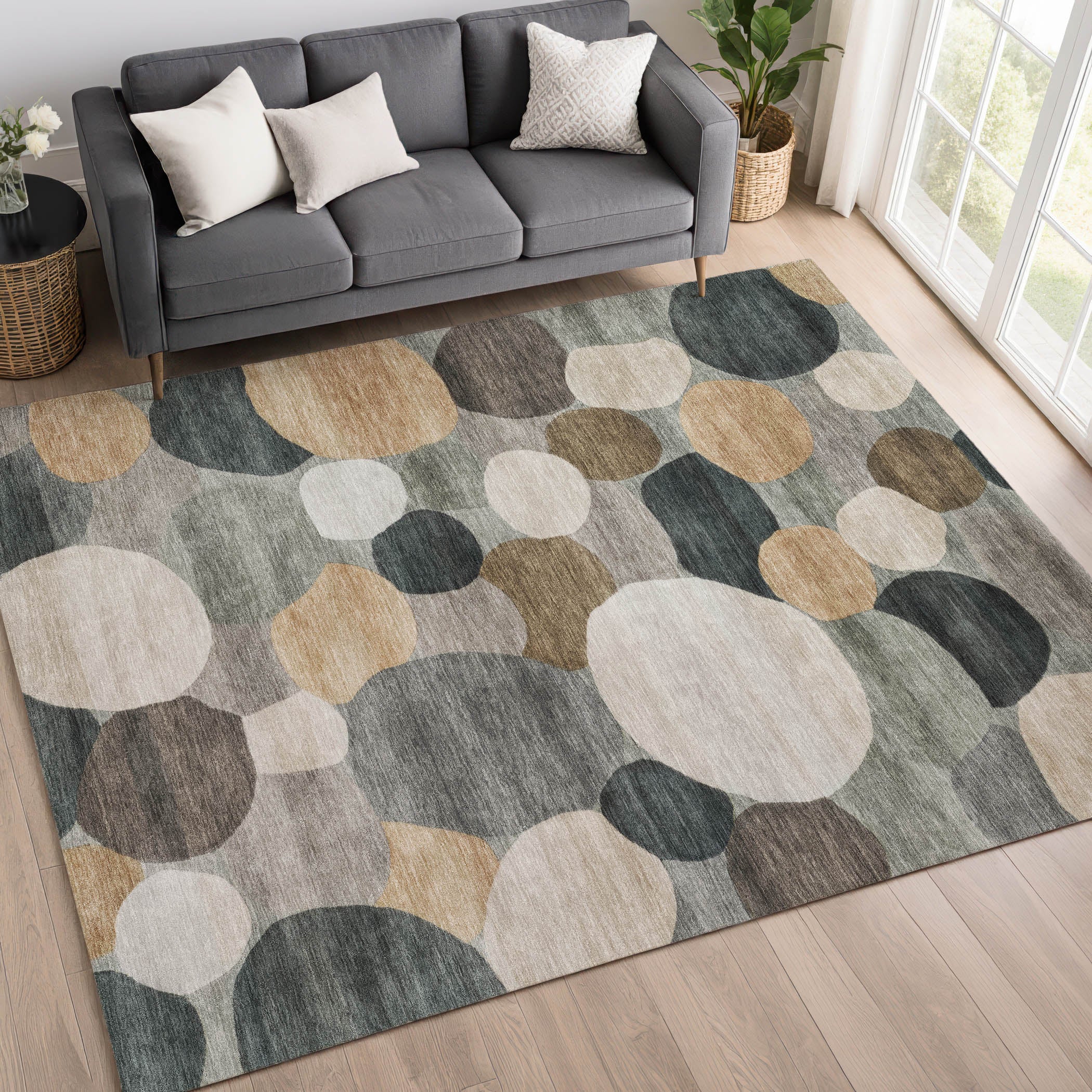 Baku Machine Washable Transitional Taupe Brown Rug 3' x 5' #shape_Rectangle