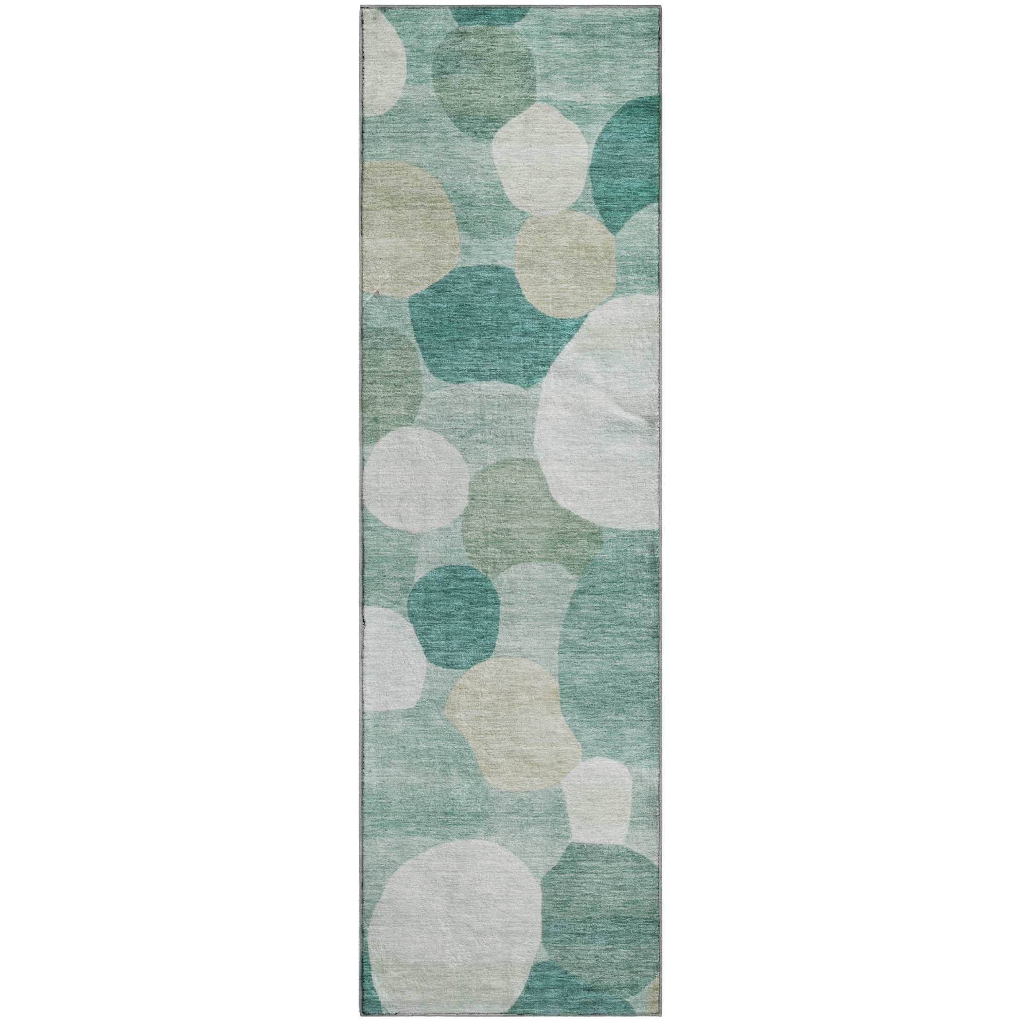 Baku Machine Washable Transitional Teal Rug 2'3" x 7'6" #shape_Runner