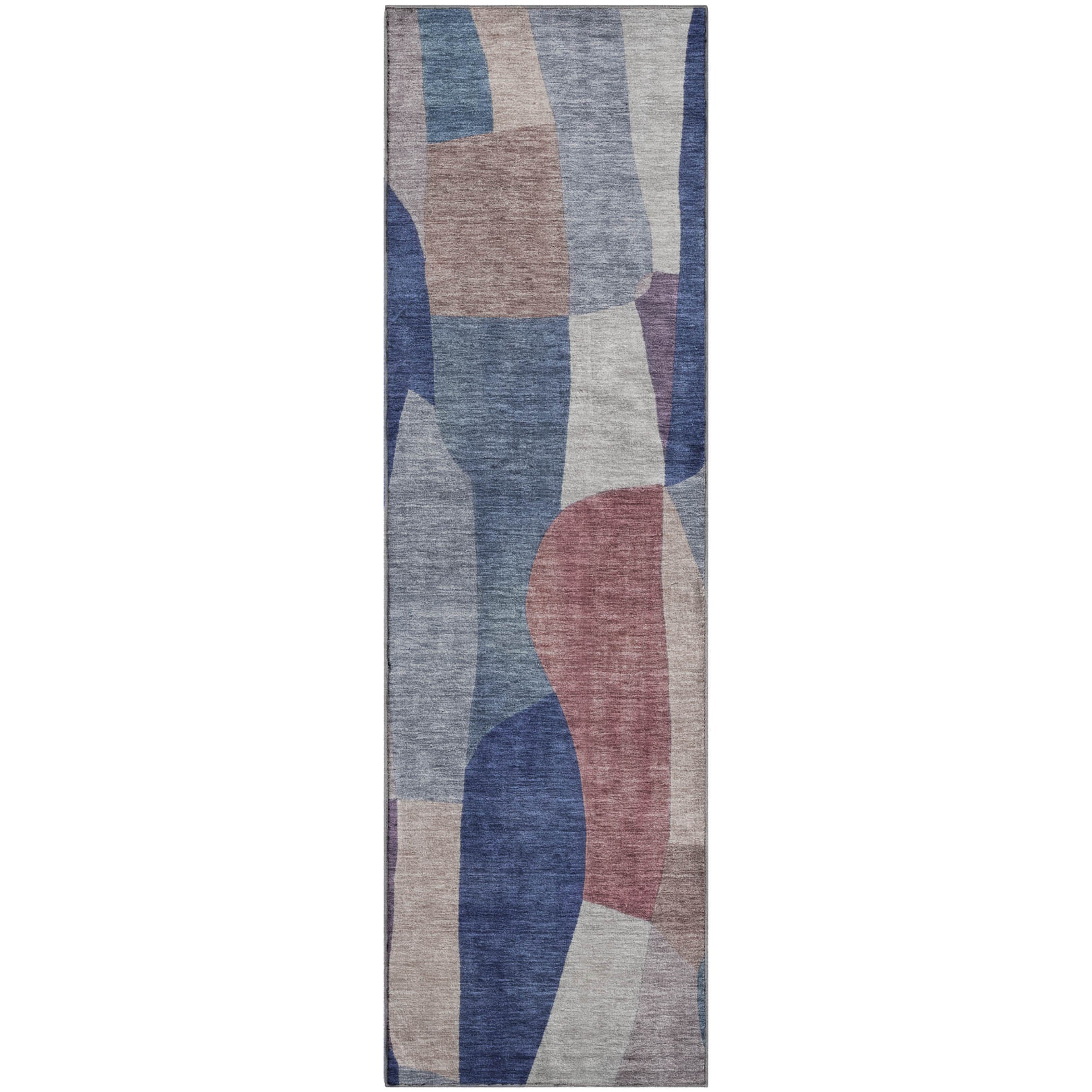 Cusco Machine Washable Transitional Blue Rug 2'3" x 7'6" #shape_Runner