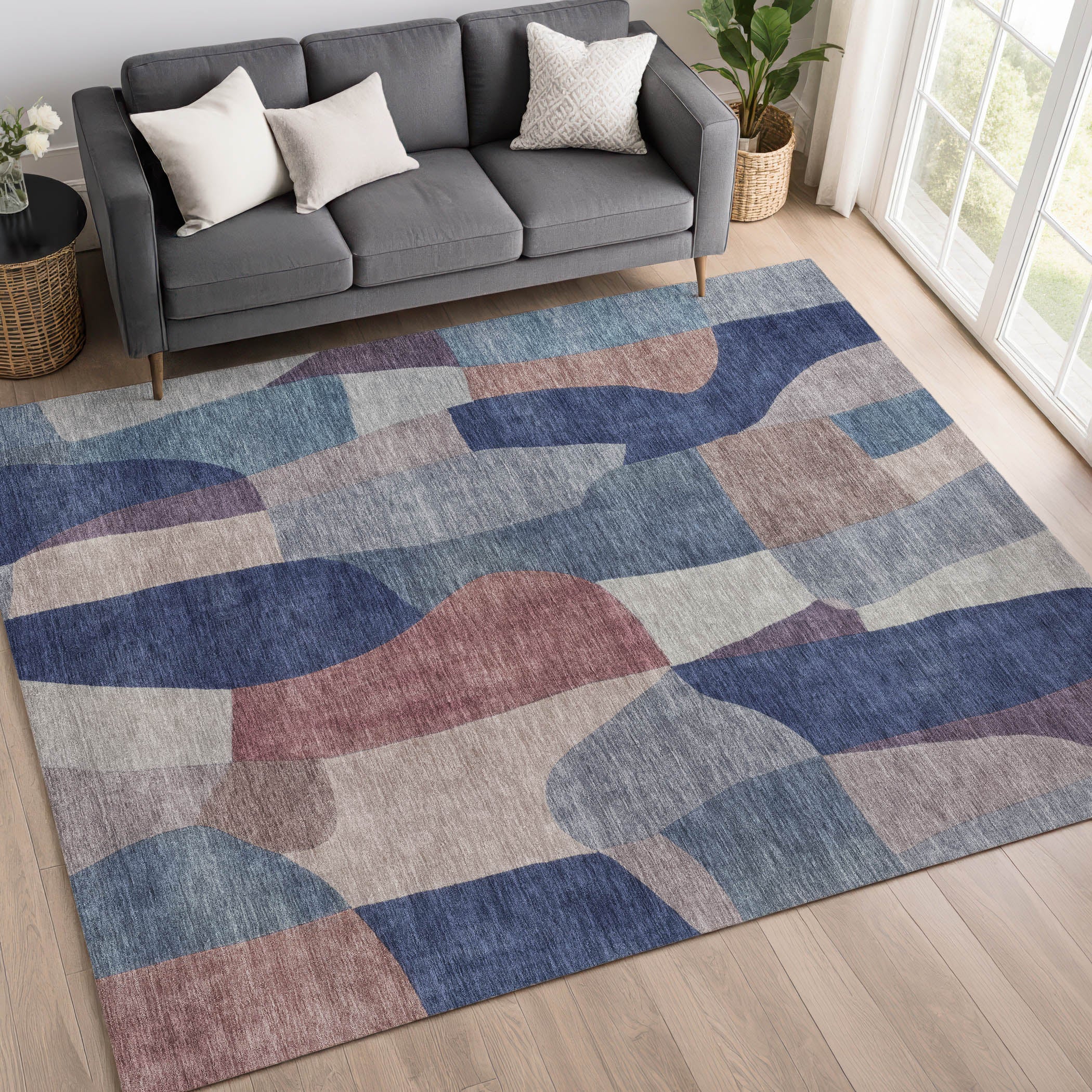 Cusco Machine Washable Transitional Blue Rug 3' x 5' #shape_Rectangle