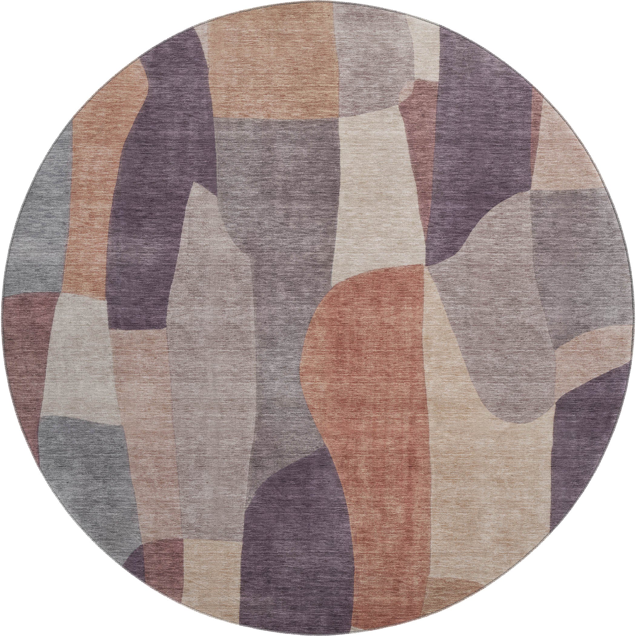 Cusco Machine Washable Transitional Plum Purple Rug 8' x 8' #shape_Round