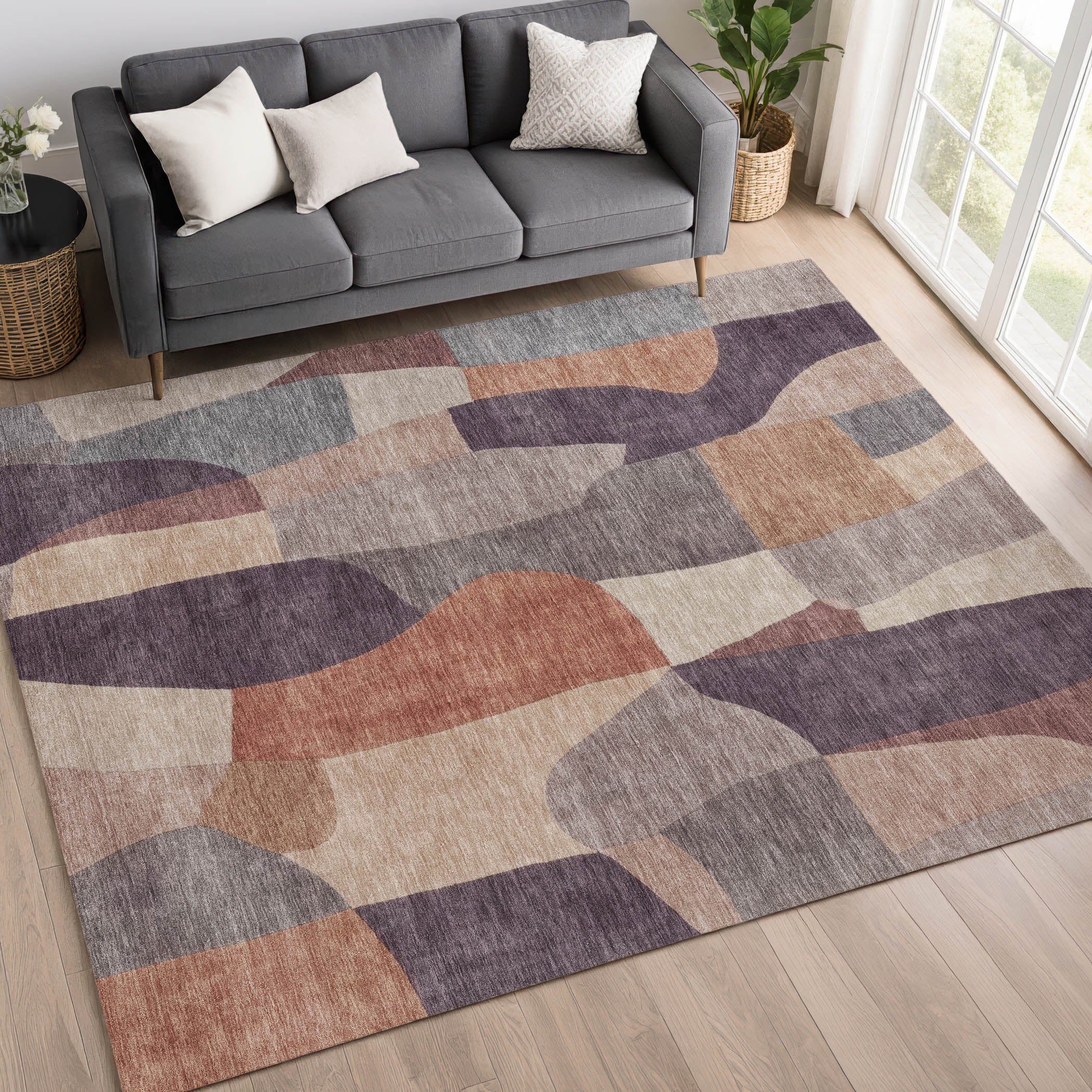 Cusco Machine Washable Transitional Plum Purple Rug 3' x 5' #shape_Rectangle