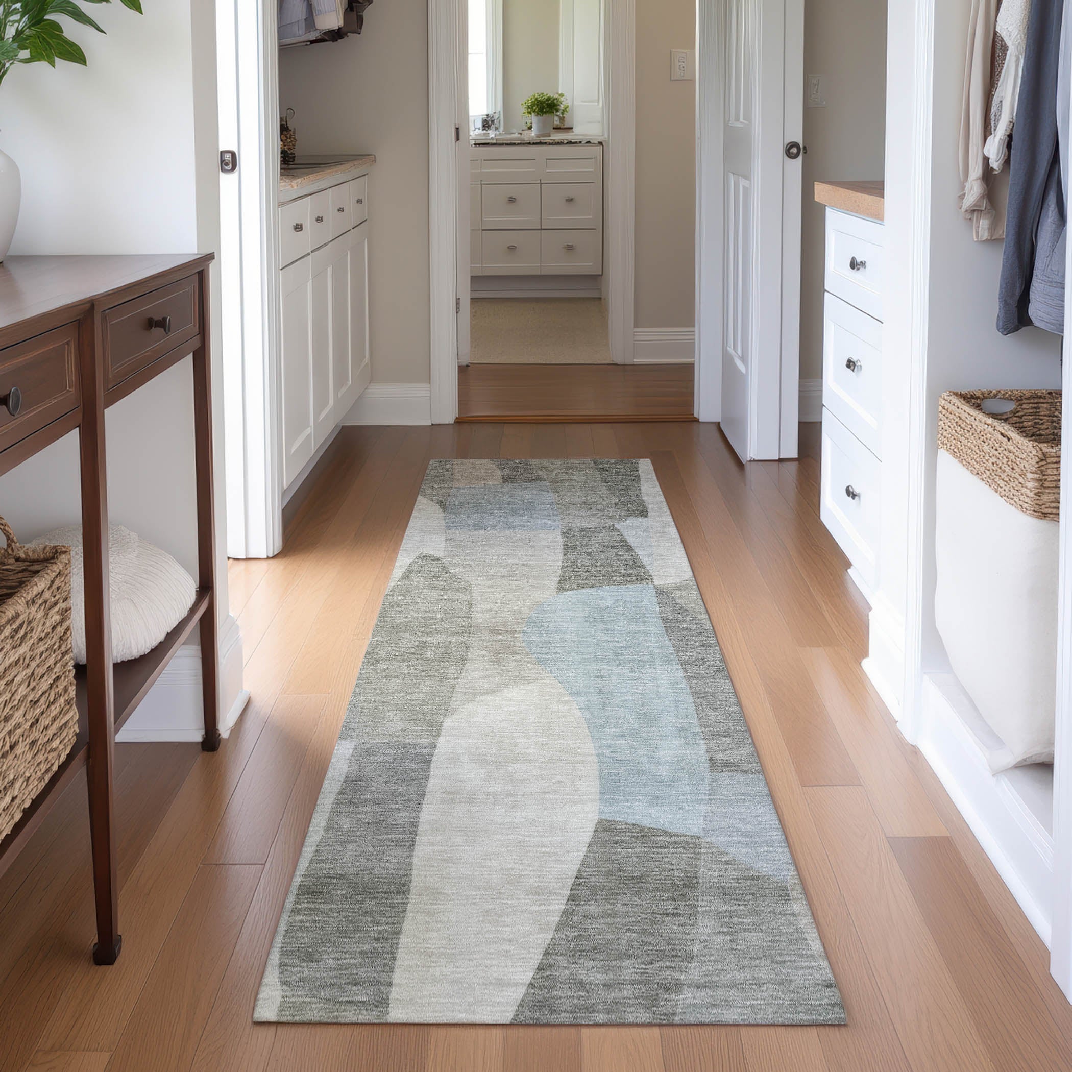 Cusco Machine Washable Transitional Taupe Brown Rug 2'3" x 7'6" #shape_Runner
