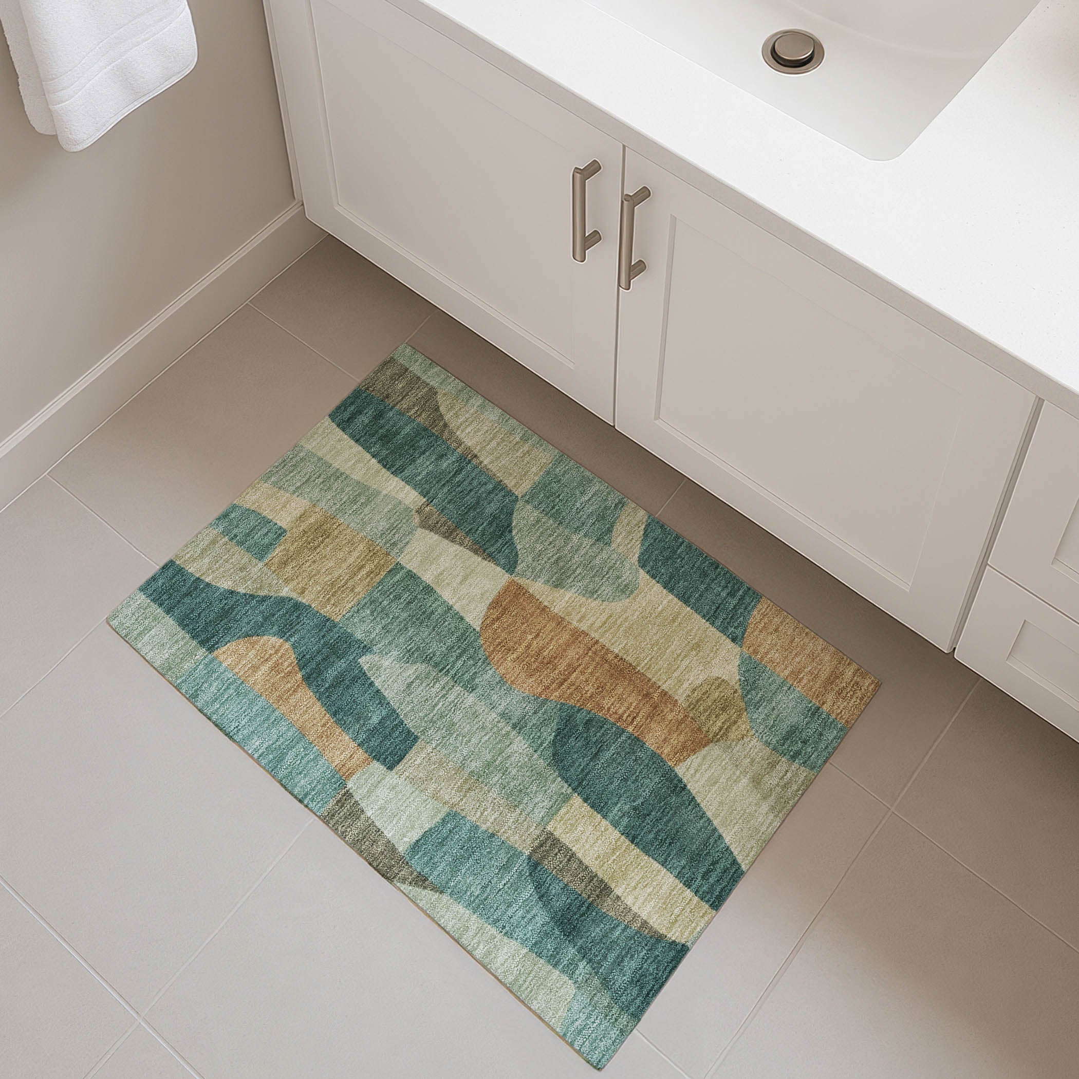 Cusco Machine Washable Transitional Teal Rug 1'8" x 2'6" #shape_Rectangle
