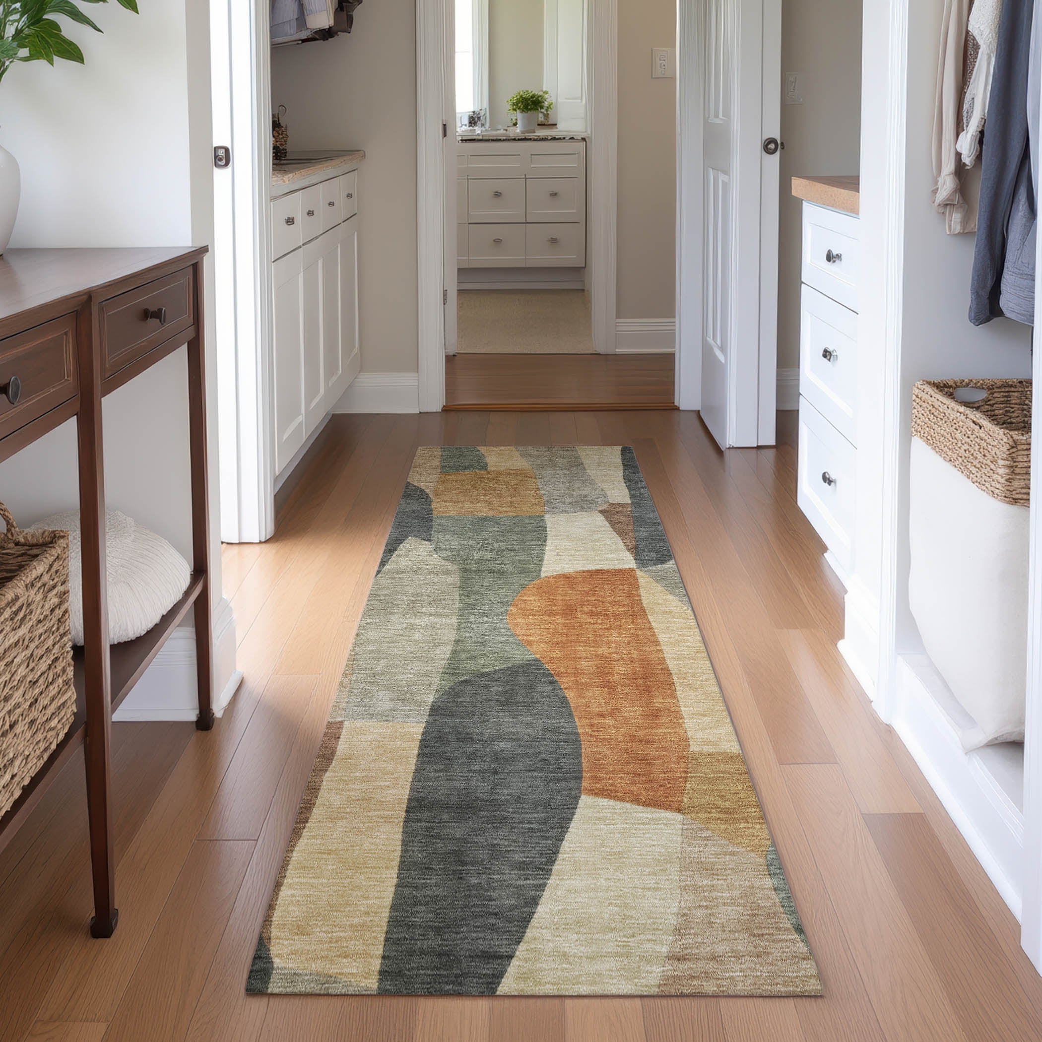 Cusco Machine Washable Transitional Terracotta Orange Rug 2'3" x 7'6" #shape_Runner