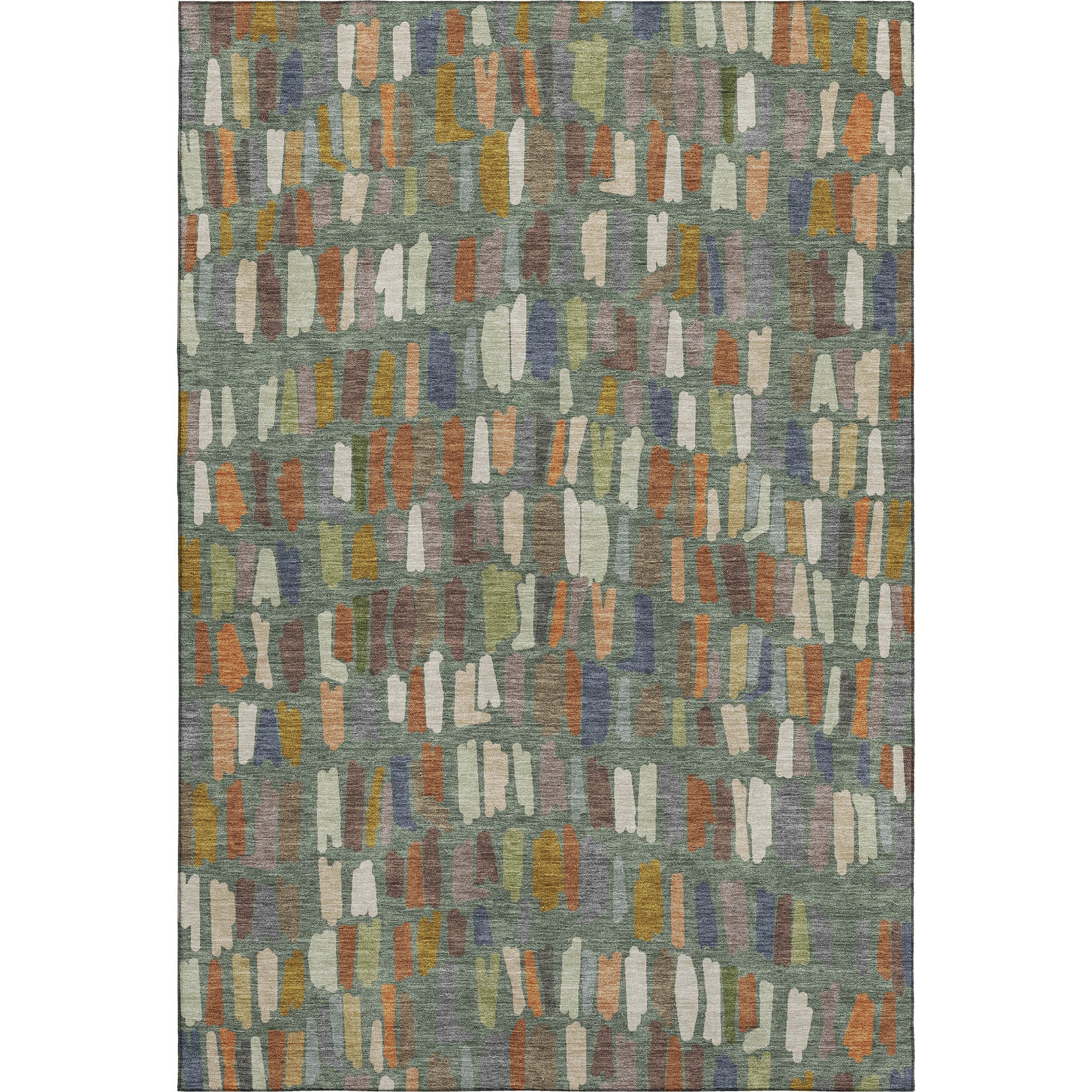 Oaxaca Machine Washable Transitional Basil Green Rug 3' x 5' #shape_Rectangle