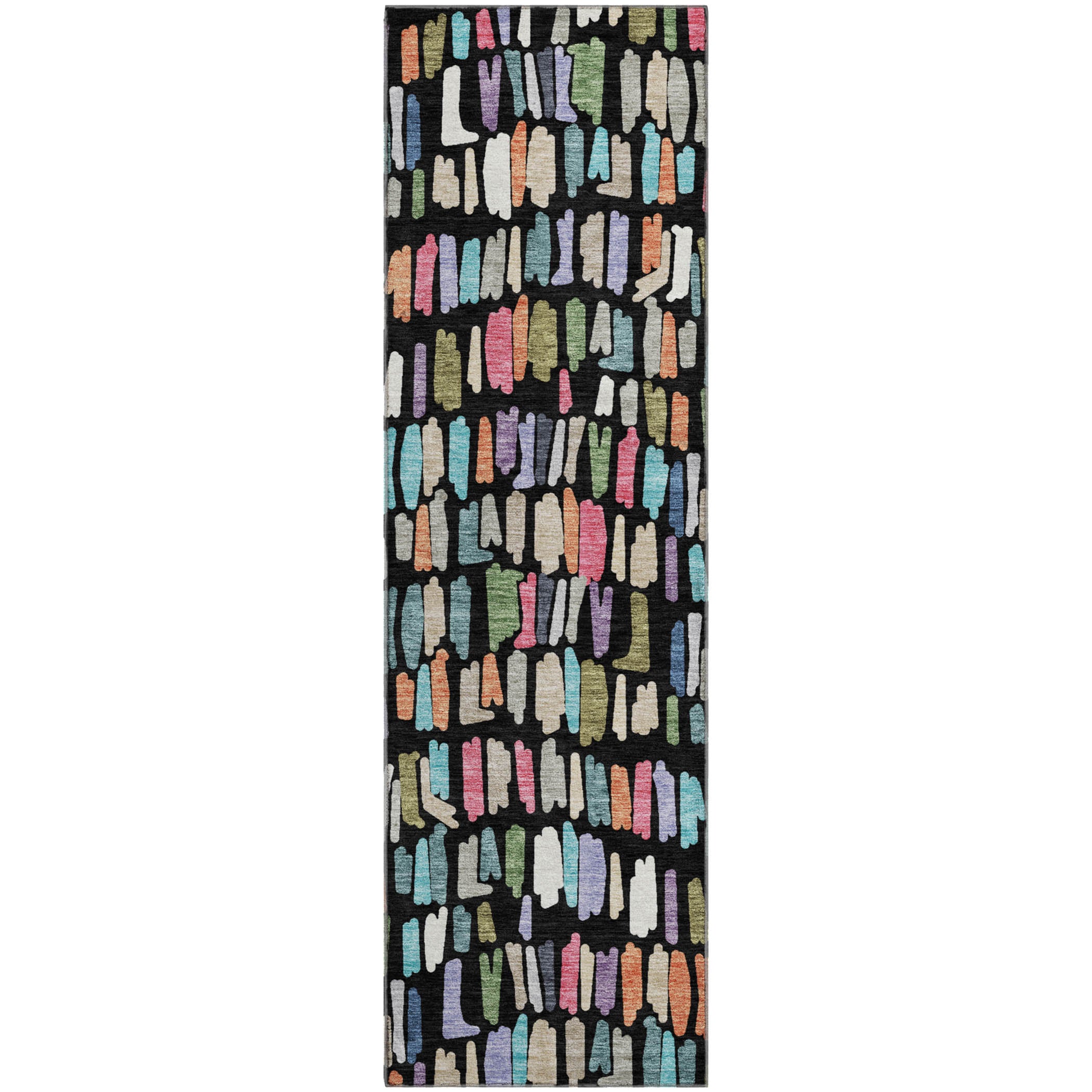 Oaxaca Machine Washable Transitional Black Rug 2'3" x 7'6" #shape_Runner