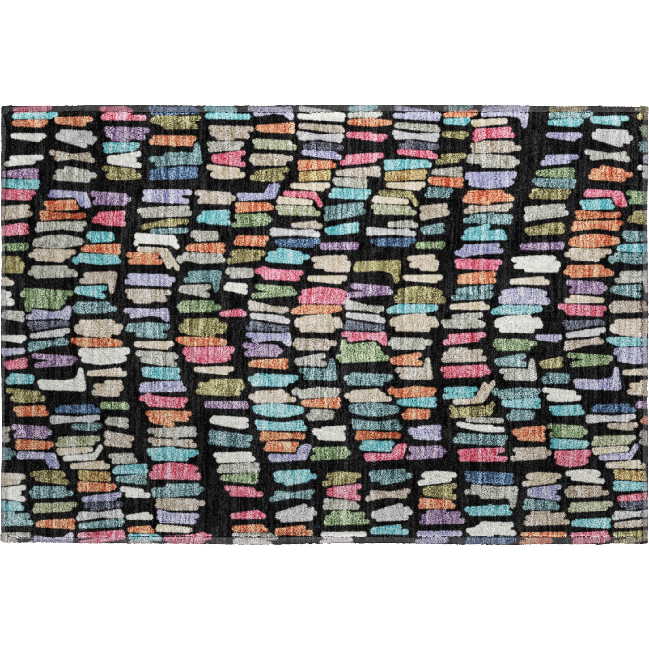 Oaxaca Machine Washable Transitional Black Rug 1'8" x 2'6" #shape_Rectangle