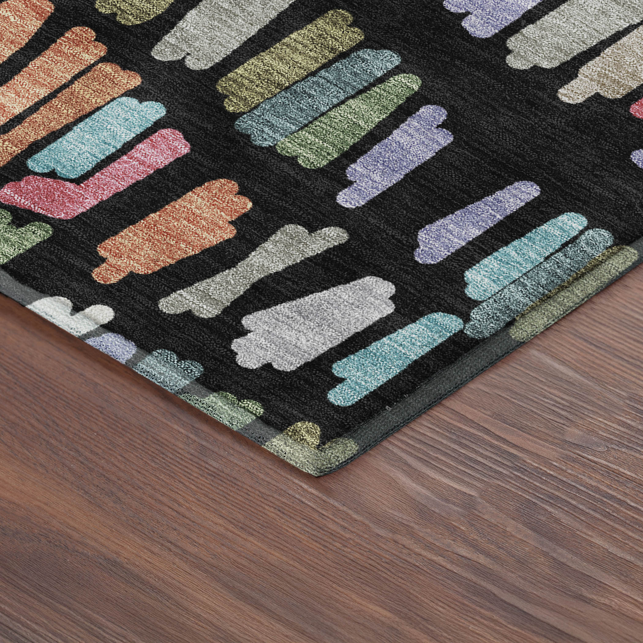 Oaxaca Machine Washable Transitional Black Rug 1'8" x 2'6" #shape_Rectangle
