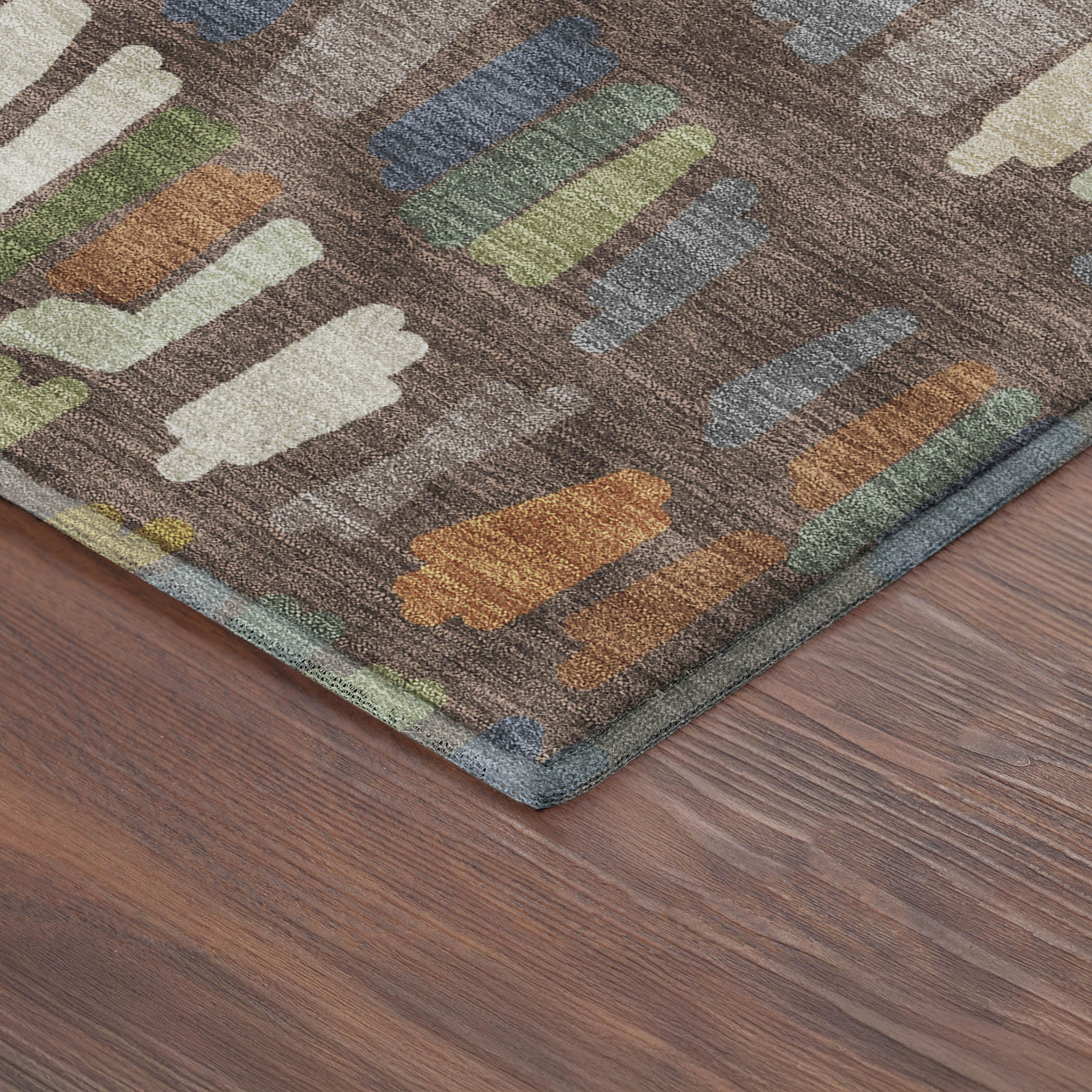 Oaxaca Machine Washable Transitional Chocolate Brown Rug 1'8" x 2'6" #shape_Rectangle
