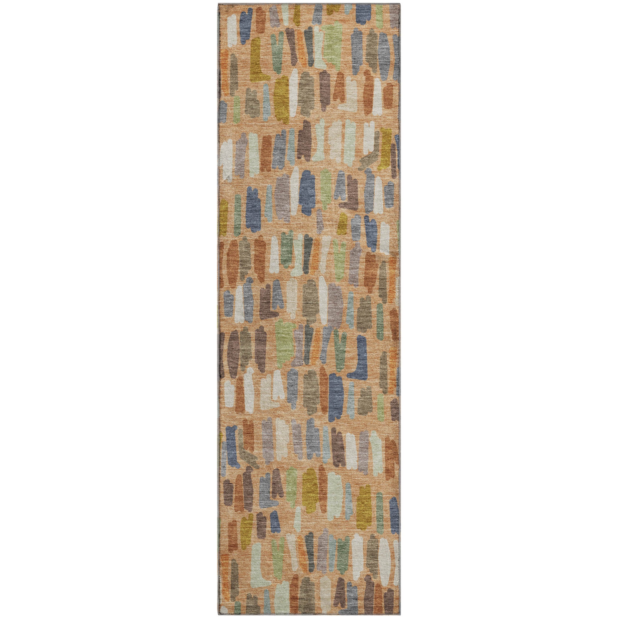 Oaxaca Machine Washable Transitional Copper Orange Rug 2'3" x 7'6" #shape_Runner