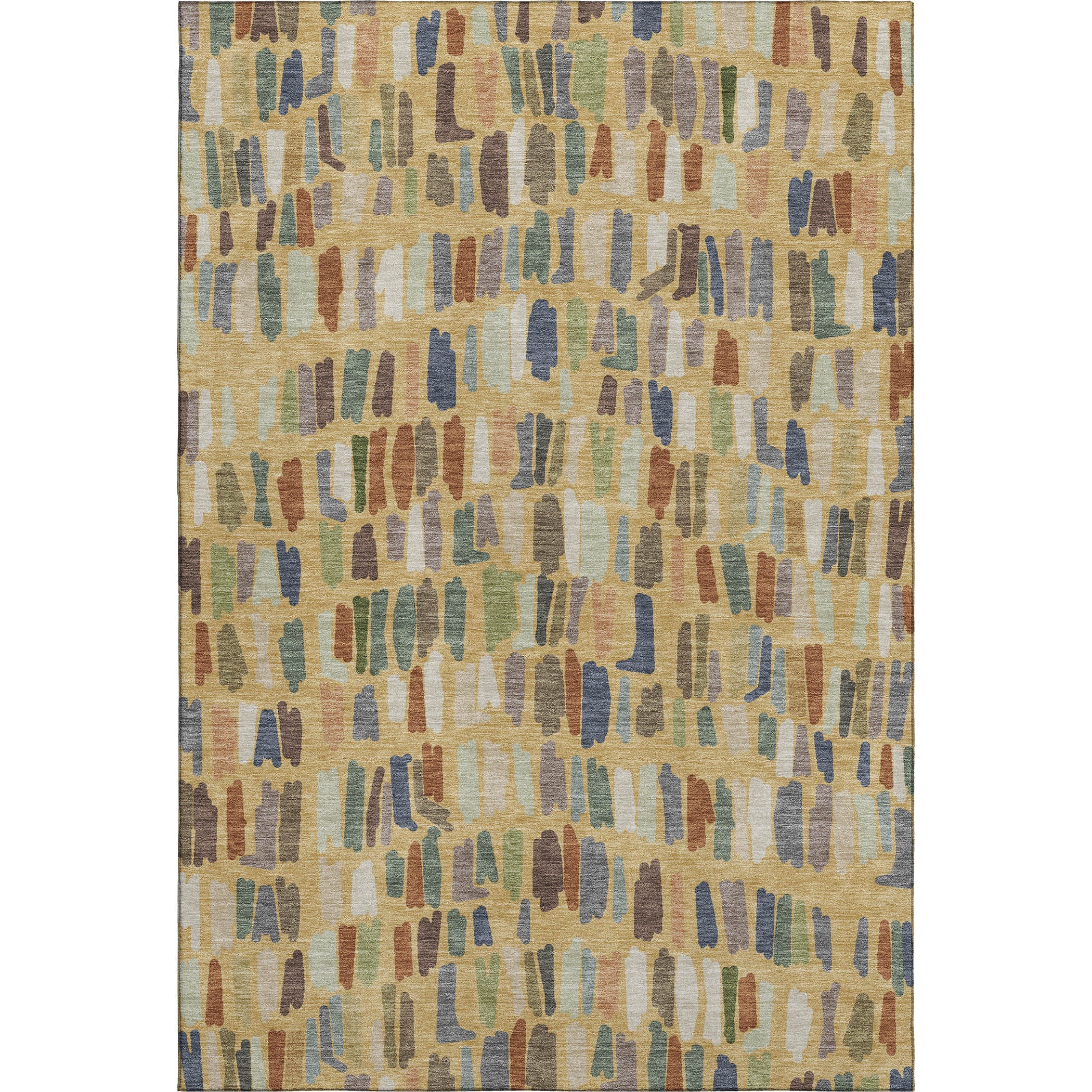 Oaxaca Machine Washable Transitional Gold Rug 3' x 5' #shape_Rectangle