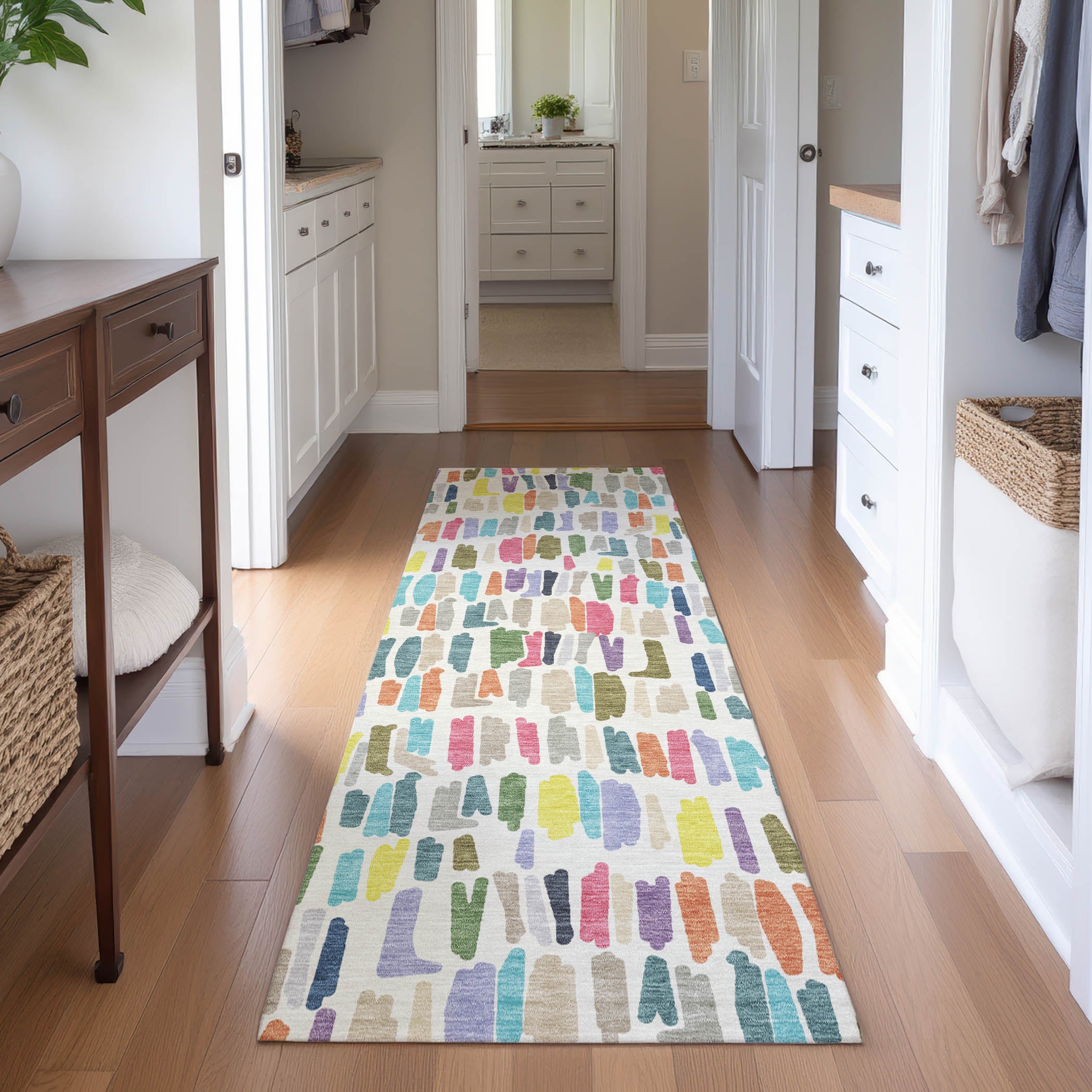 Oaxaca Machine Washable Transitional Ivory Rug 2'3" x 7'6" #shape_Runner