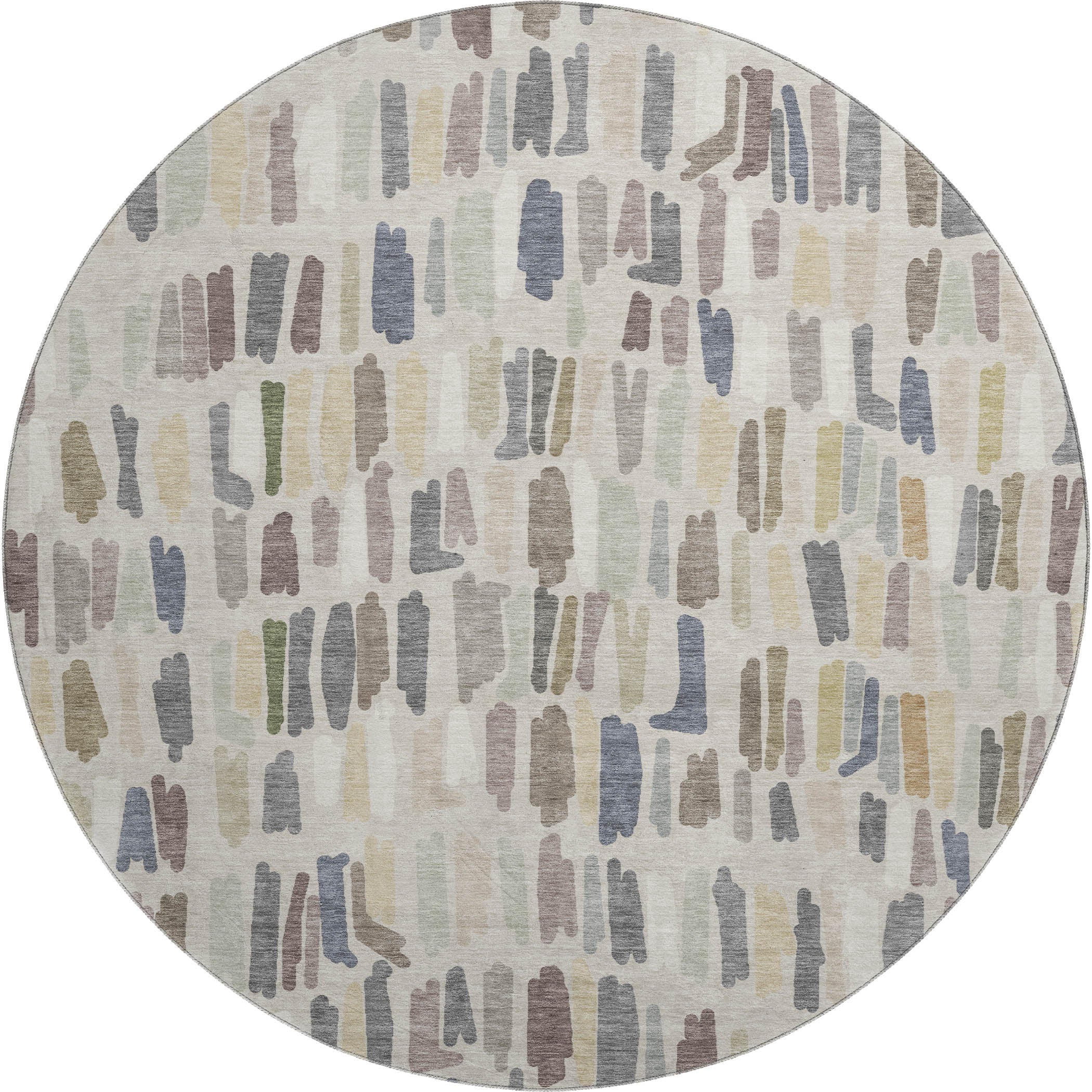 Oaxaca Machine Washable Transitional Linen Ivory Rug 8' x 8' #shape_Round