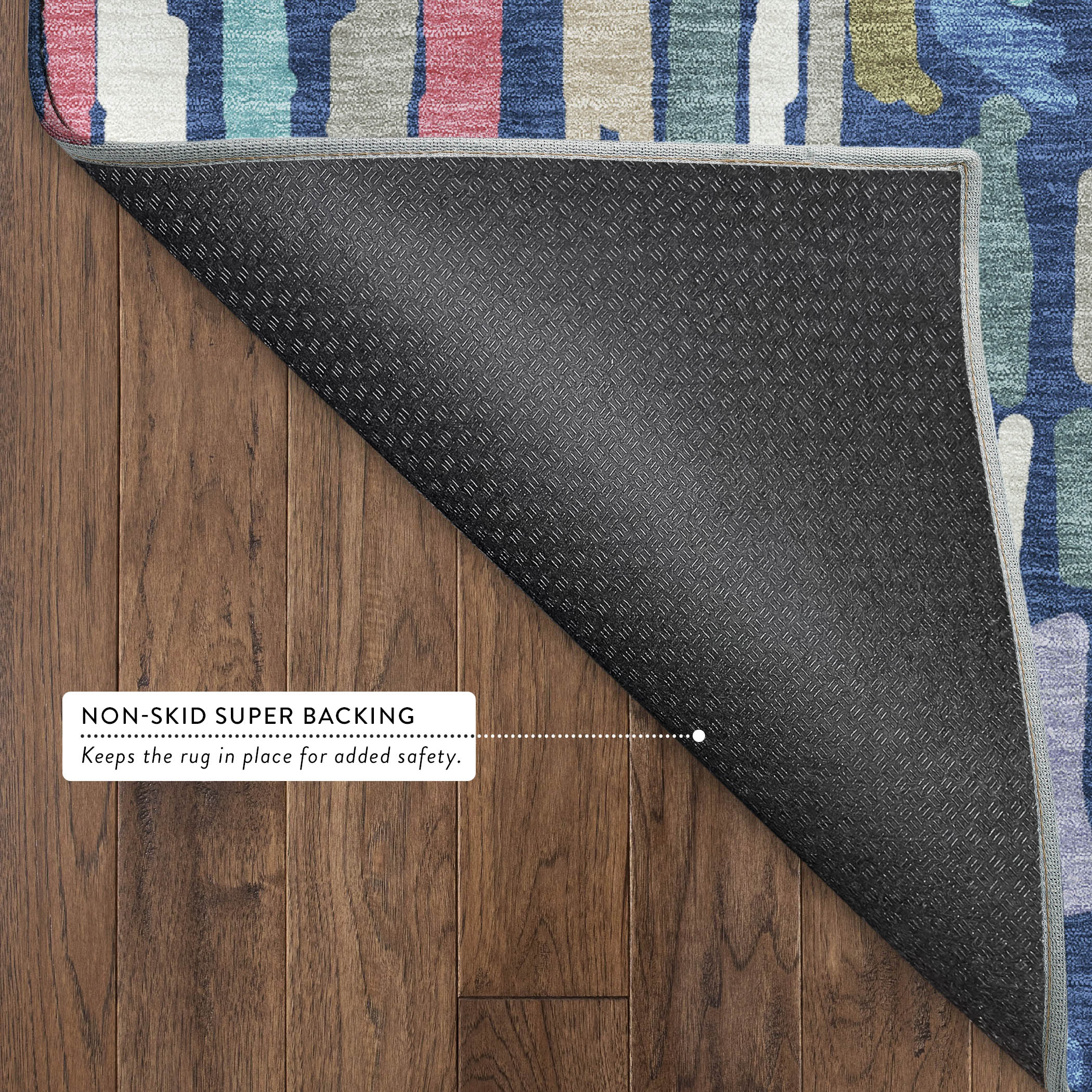 Oaxaca Machine Washable Transitional Navy Blue Rug 1'8" x 2'6" #shape_Rectangle