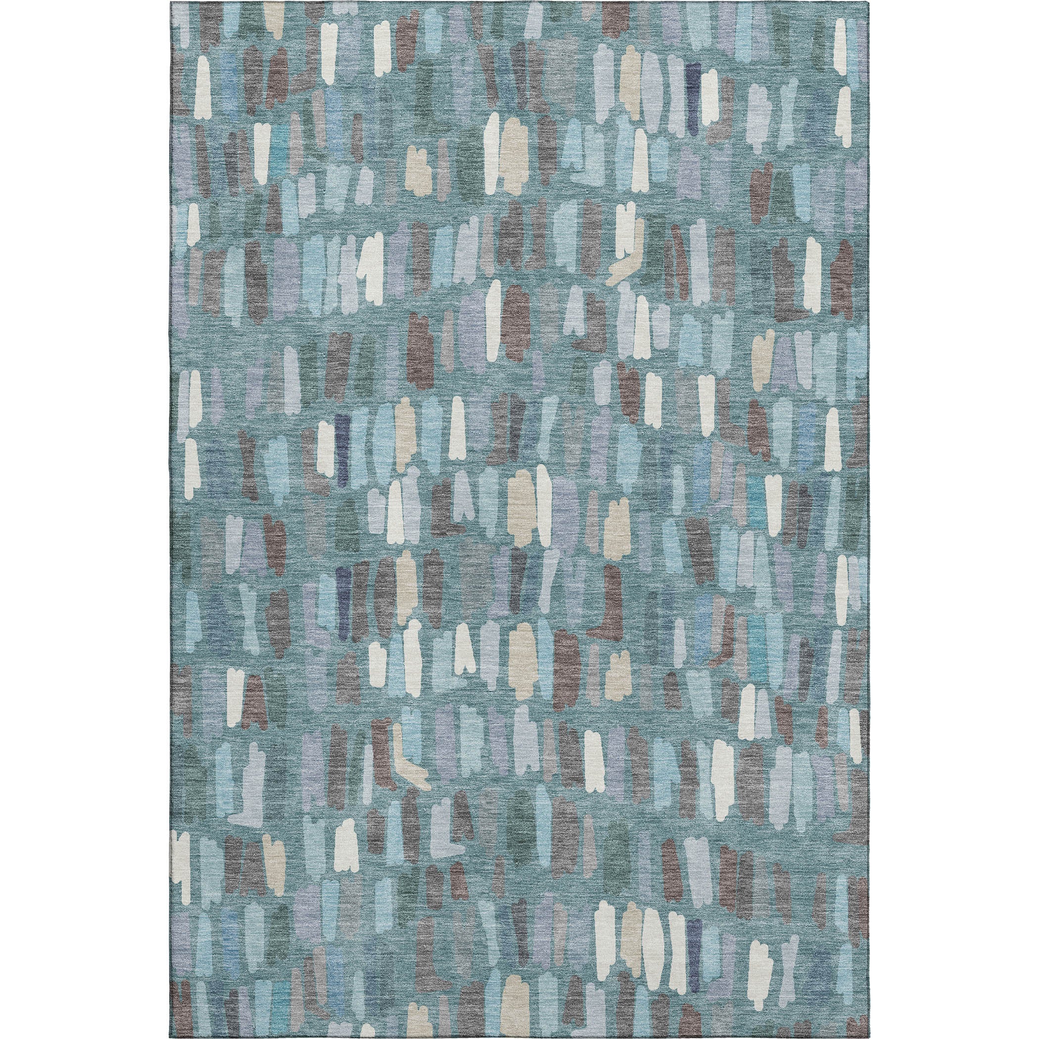 Oaxaca Machine Washable Transitional Teal Rug 3' x 5' #shape_Rectangle