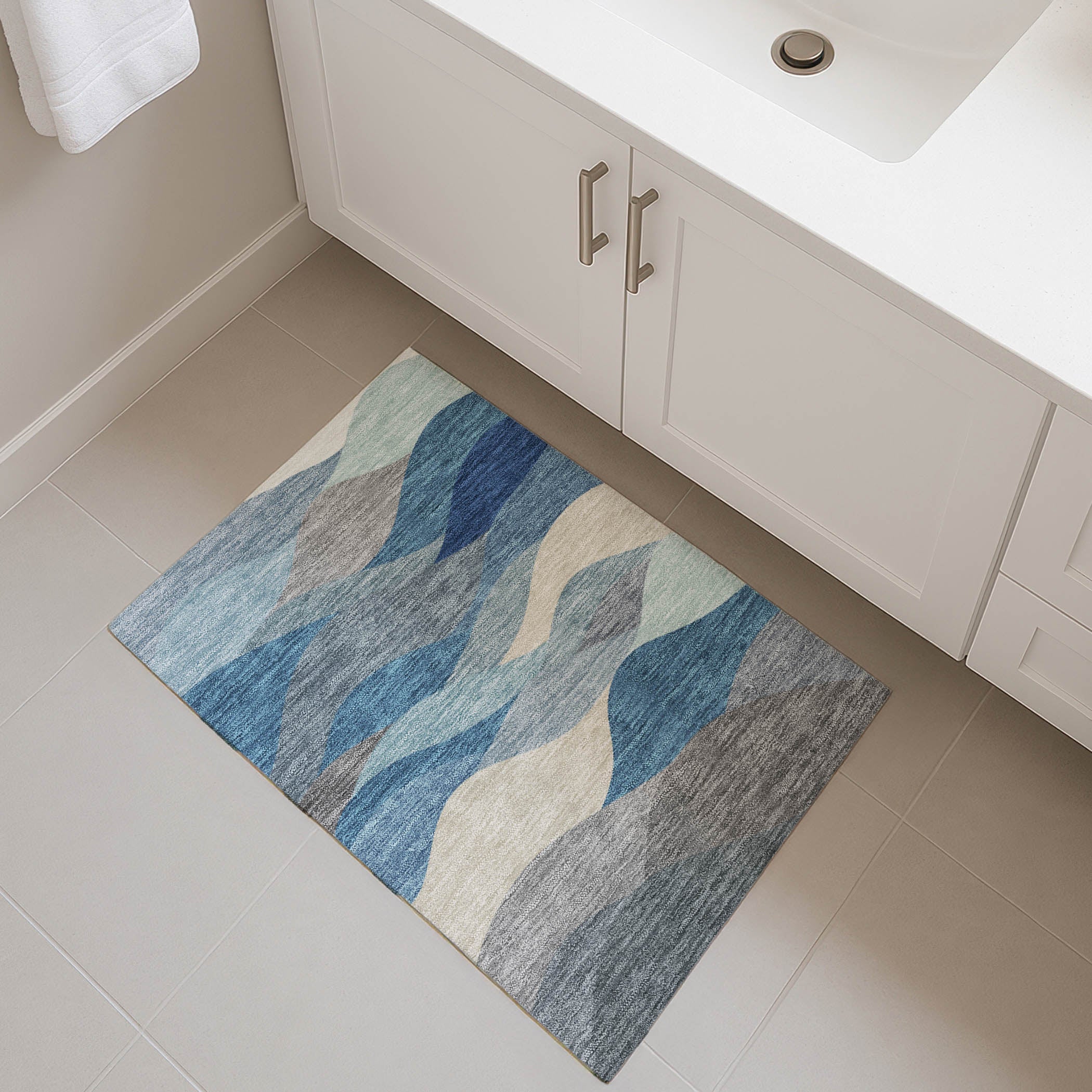 Prague Machine Washable Transitional Blue Rug 1'8" x 2'6" #shape_Rectangle