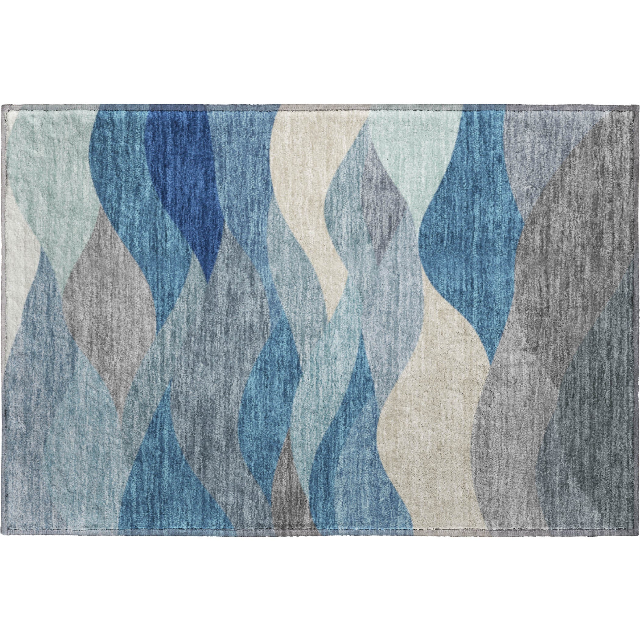 Prague Machine Washable Transitional Blue Rug 1'8" x 2'6" #shape_Rectangle