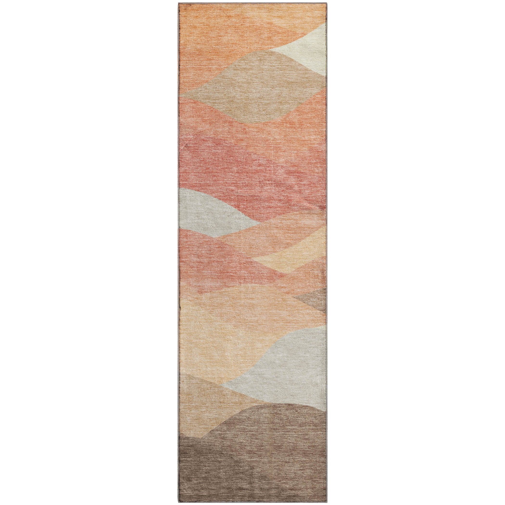 Prague Machine Washable Transitional Coral Orange Rug 2'3" x 7'6" #shape_Runner