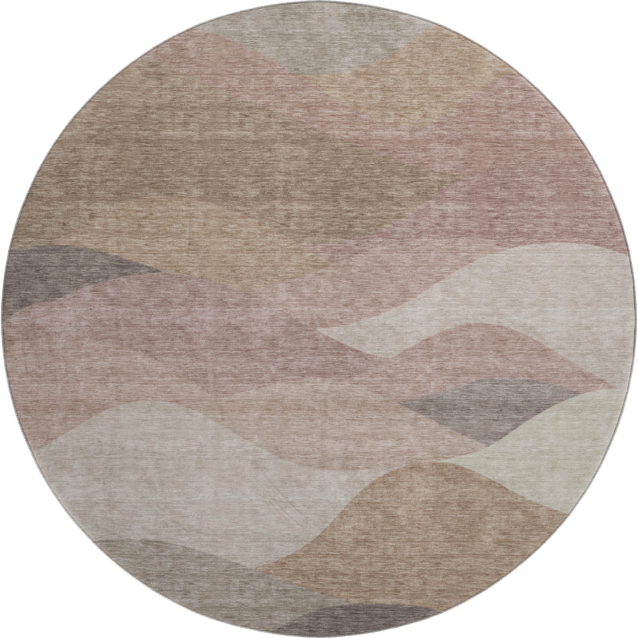 Prague Machine Washable Transitional Mocha Brown Rug 8' x 8' #shape_Round