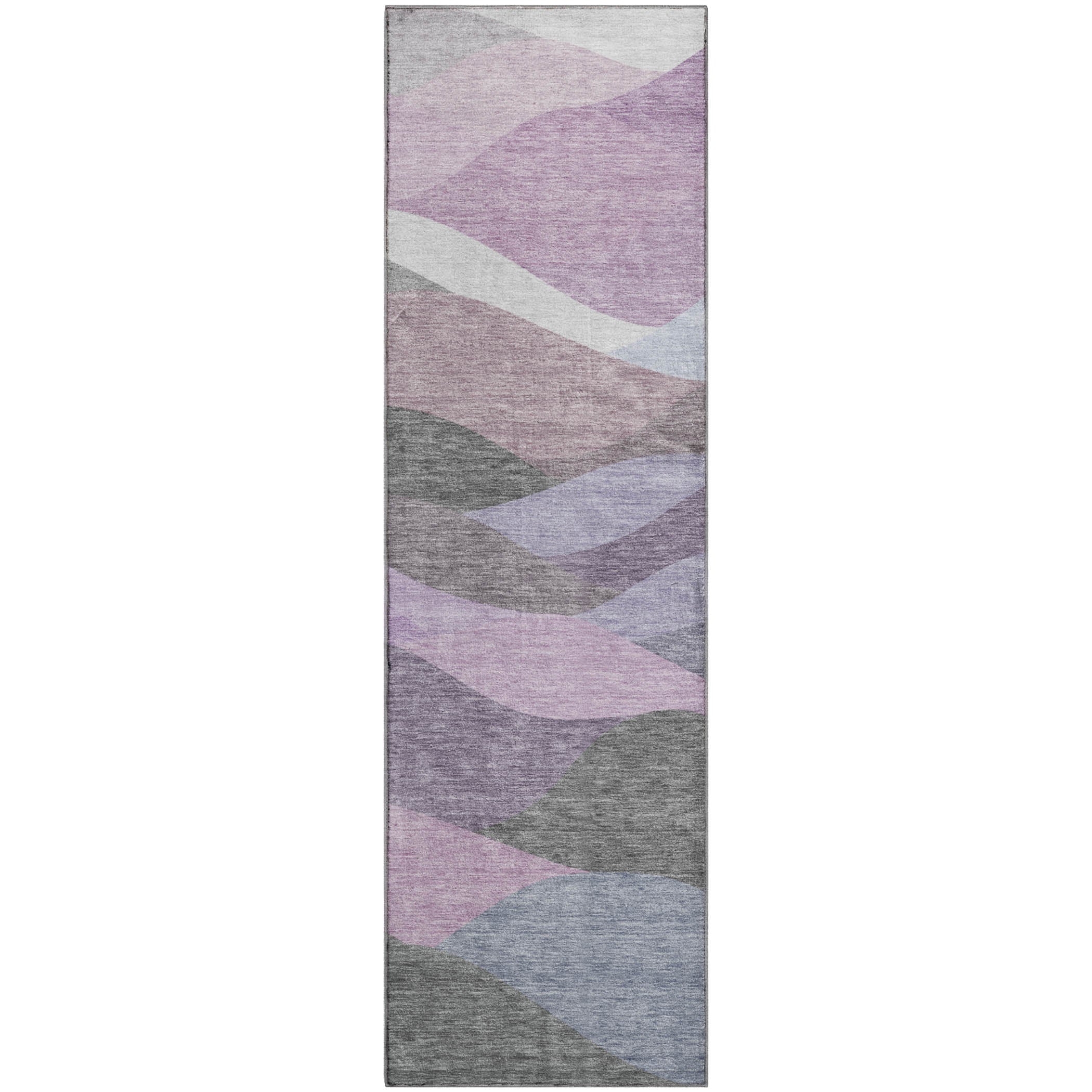 Prague Machine Washable Transitional Plum Purple Rug 2'3" x 7'6" #shape_Runner
