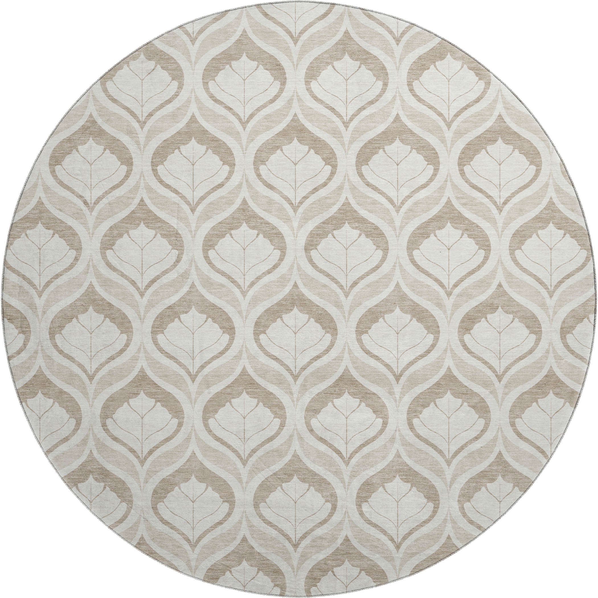 Bergen Machine Washable Transitional Beige Brown Rug 8' x 8' #shape_Round