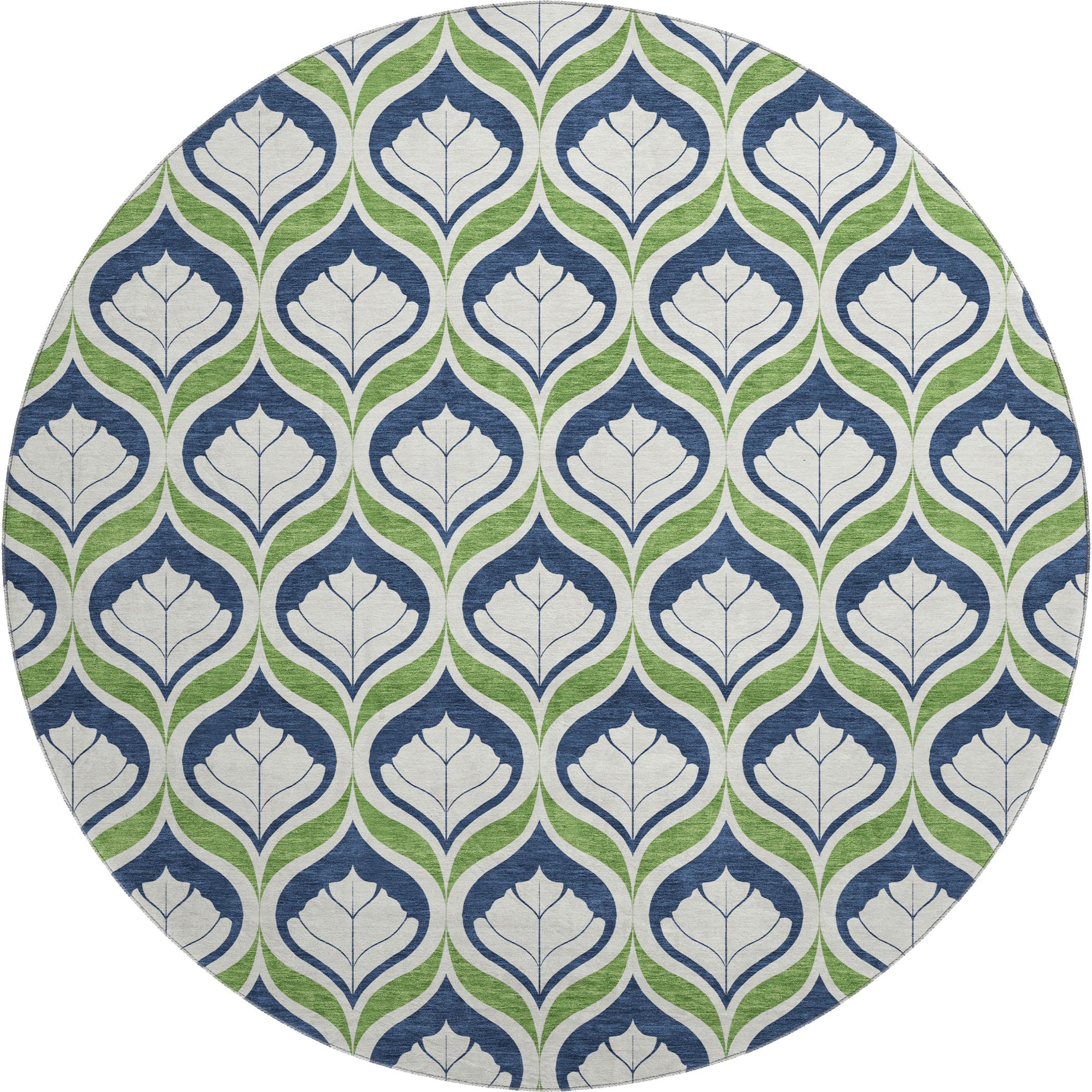 Bergen Machine Washable Transitional Blue Rug 8' x 8' #shape_Round