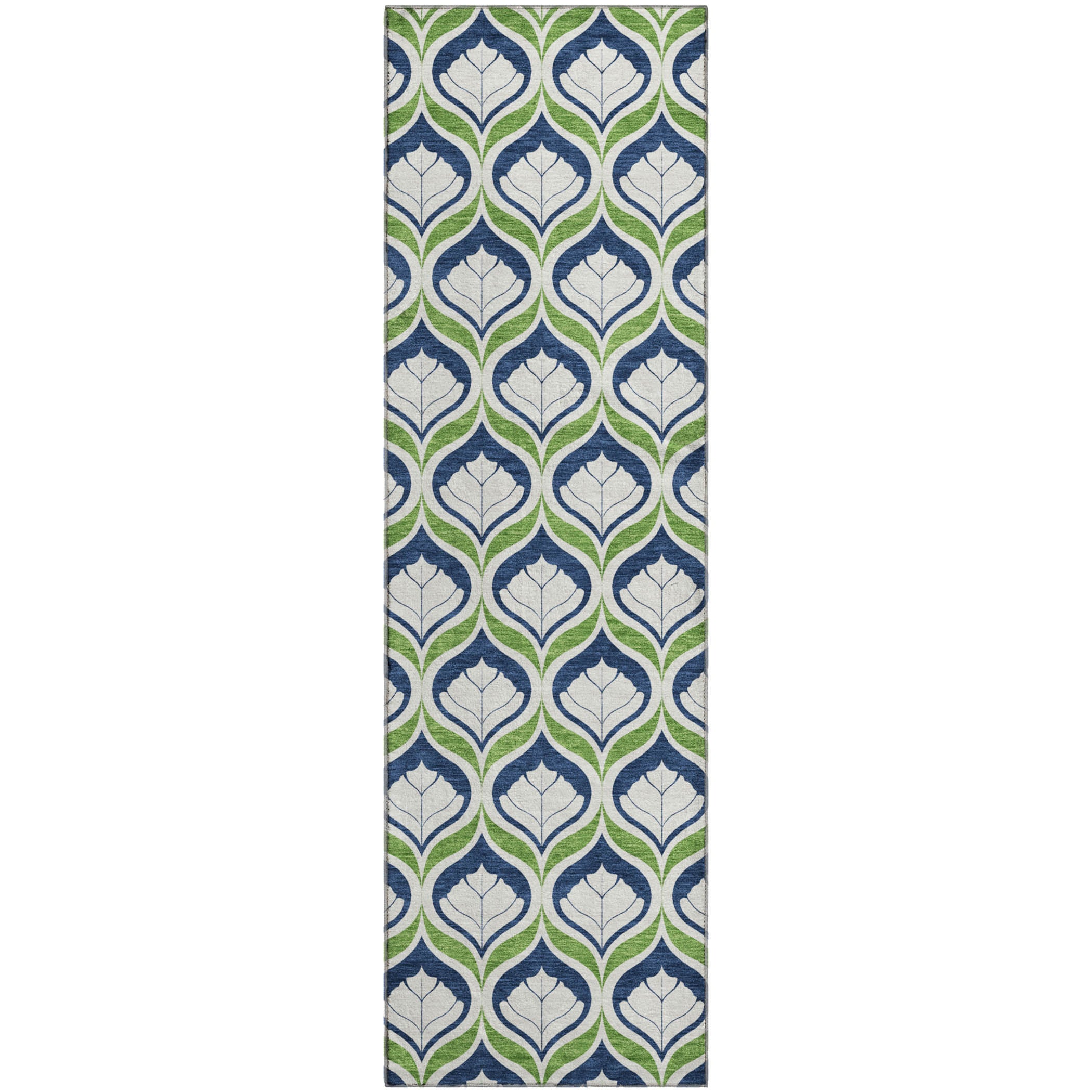 Bergen Machine Washable Transitional Blue Rug 2'3" x 7'6" #shape_Runner