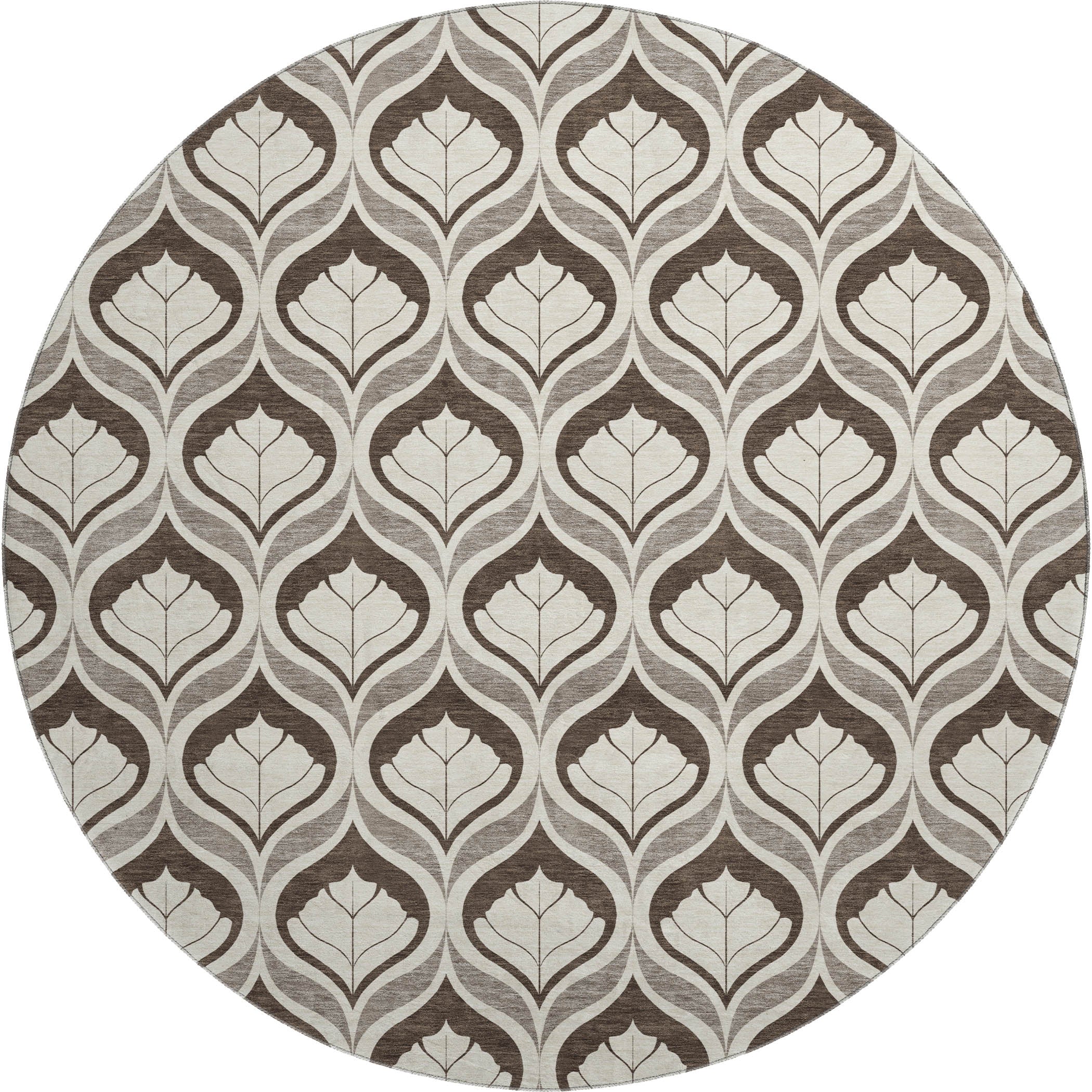 Bergen Machine Washable Transitional Brown Rug 8' x 8' #shape_Round