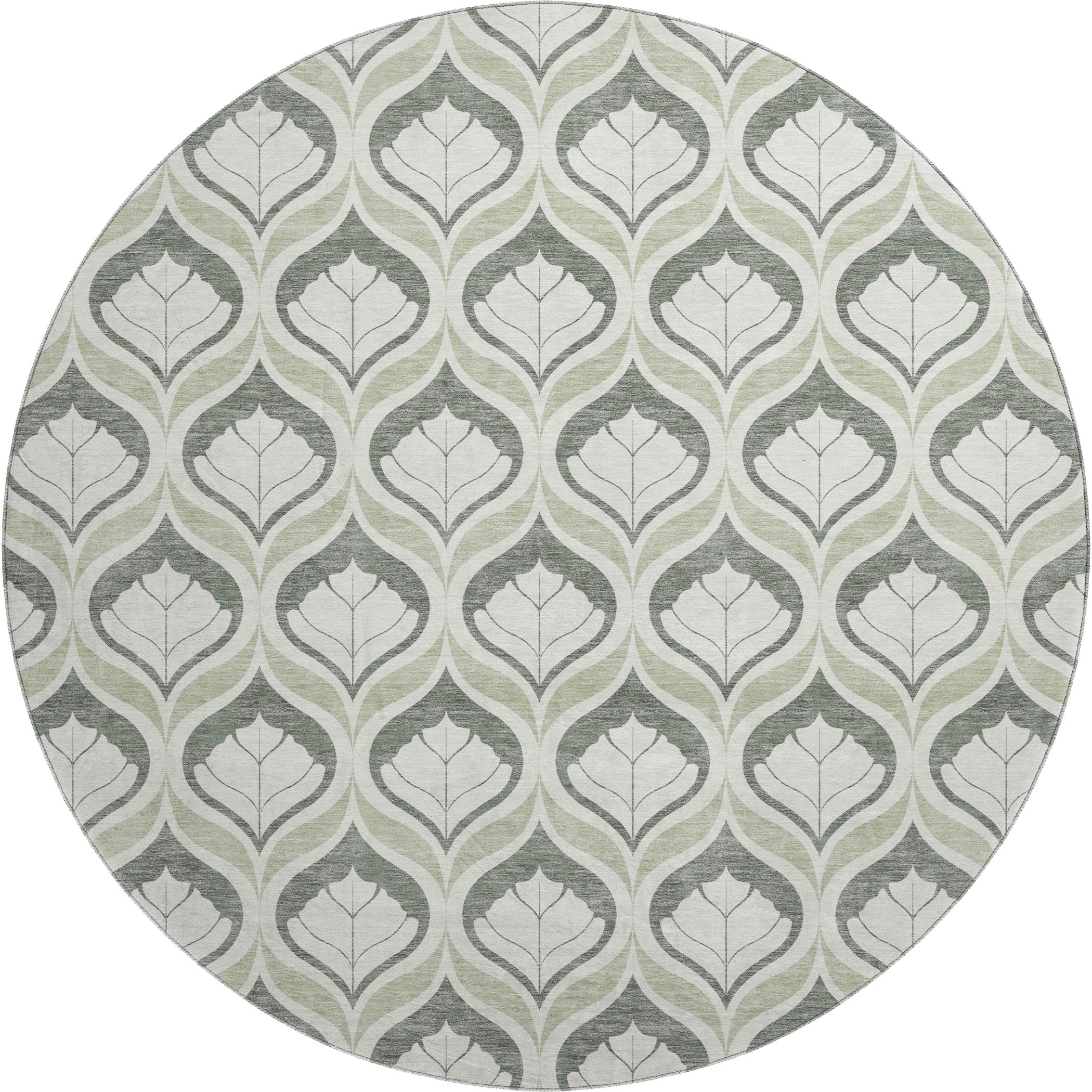 Bergen Machine Washable Transitional Celery Green Rug 8' x 8' #shape_Round
