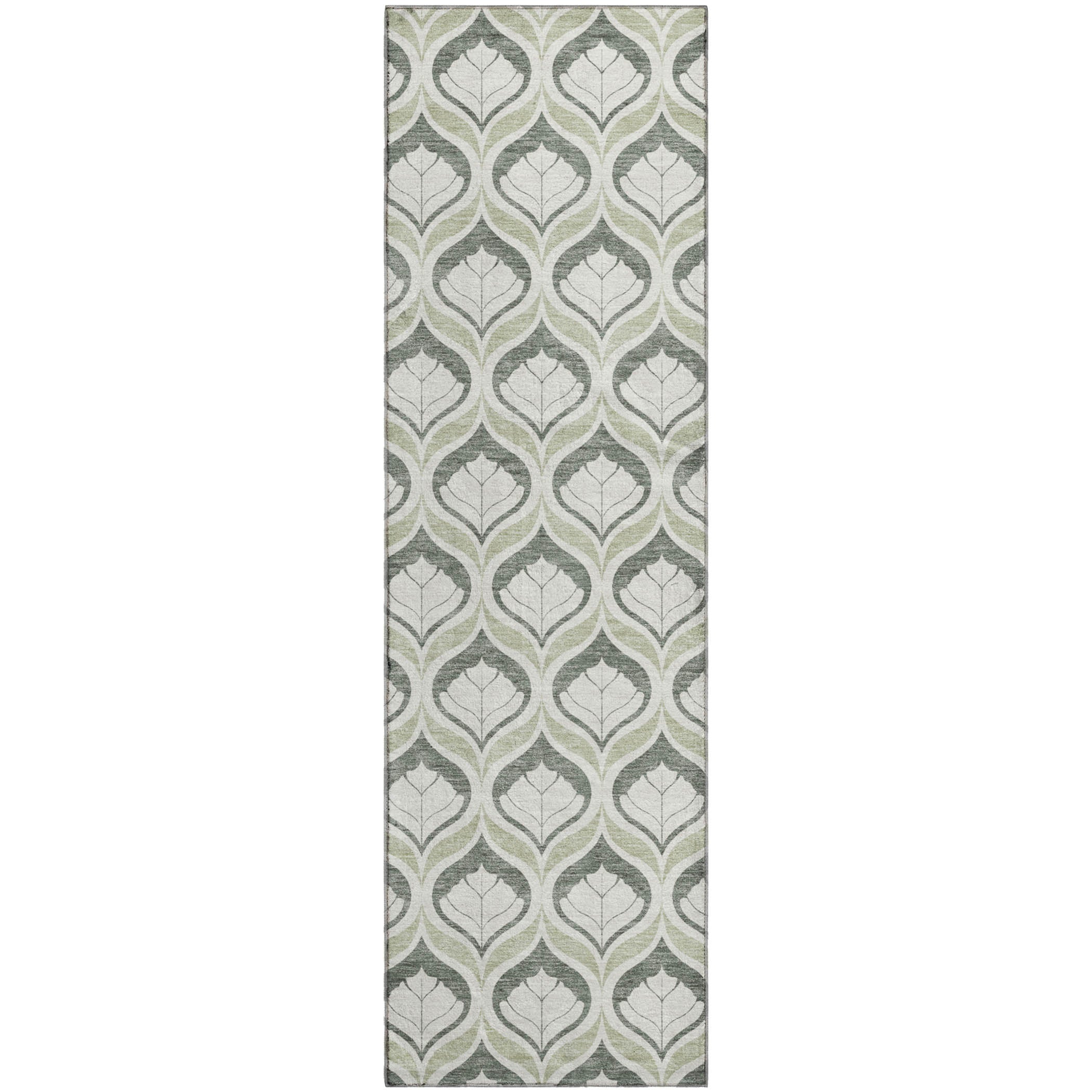Bergen Machine Washable Transitional Celery Green Rug 2'3" x 7'6" #shape_Runner