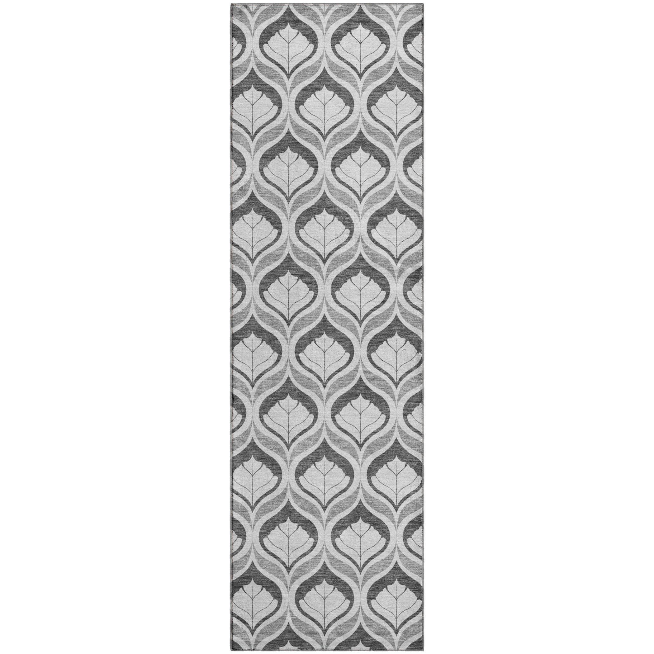 Bergen Machine Washable Transitional Charcoal Gray Rug 2'3" x 7'6" #shape_Runner