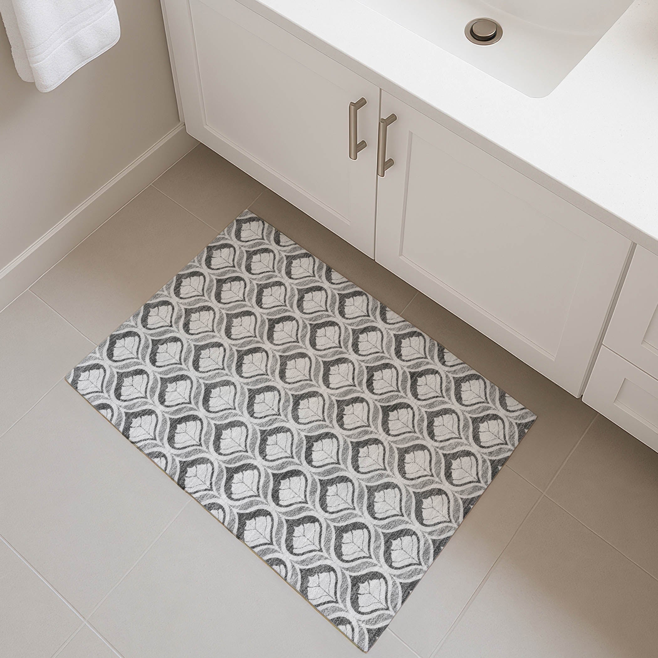 Bergen Machine Washable Transitional Charcoal Gray Rug 1'8" x 2'6" #shape_Rectangle