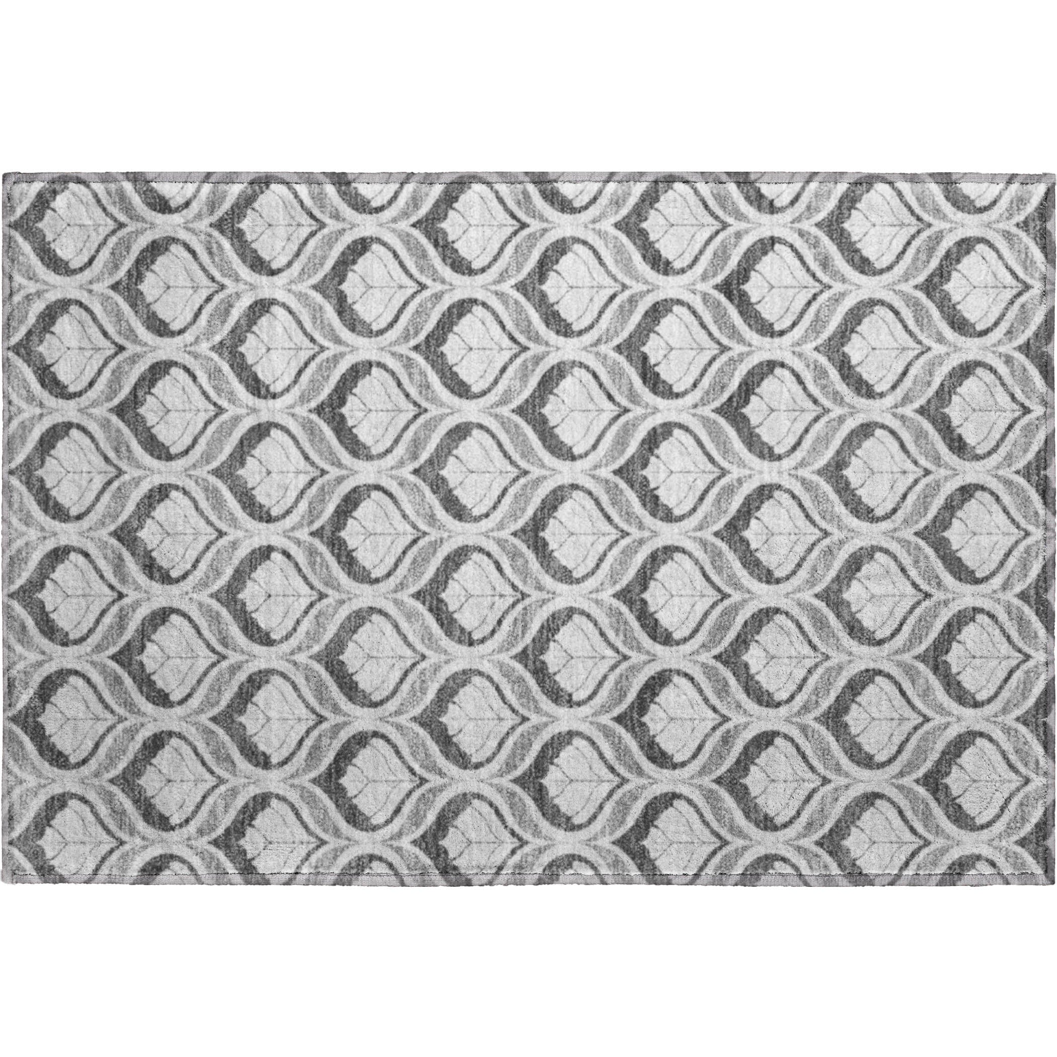 Bergen Machine Washable Transitional Charcoal Gray Rug 1'8" x 2'6" #shape_Rectangle