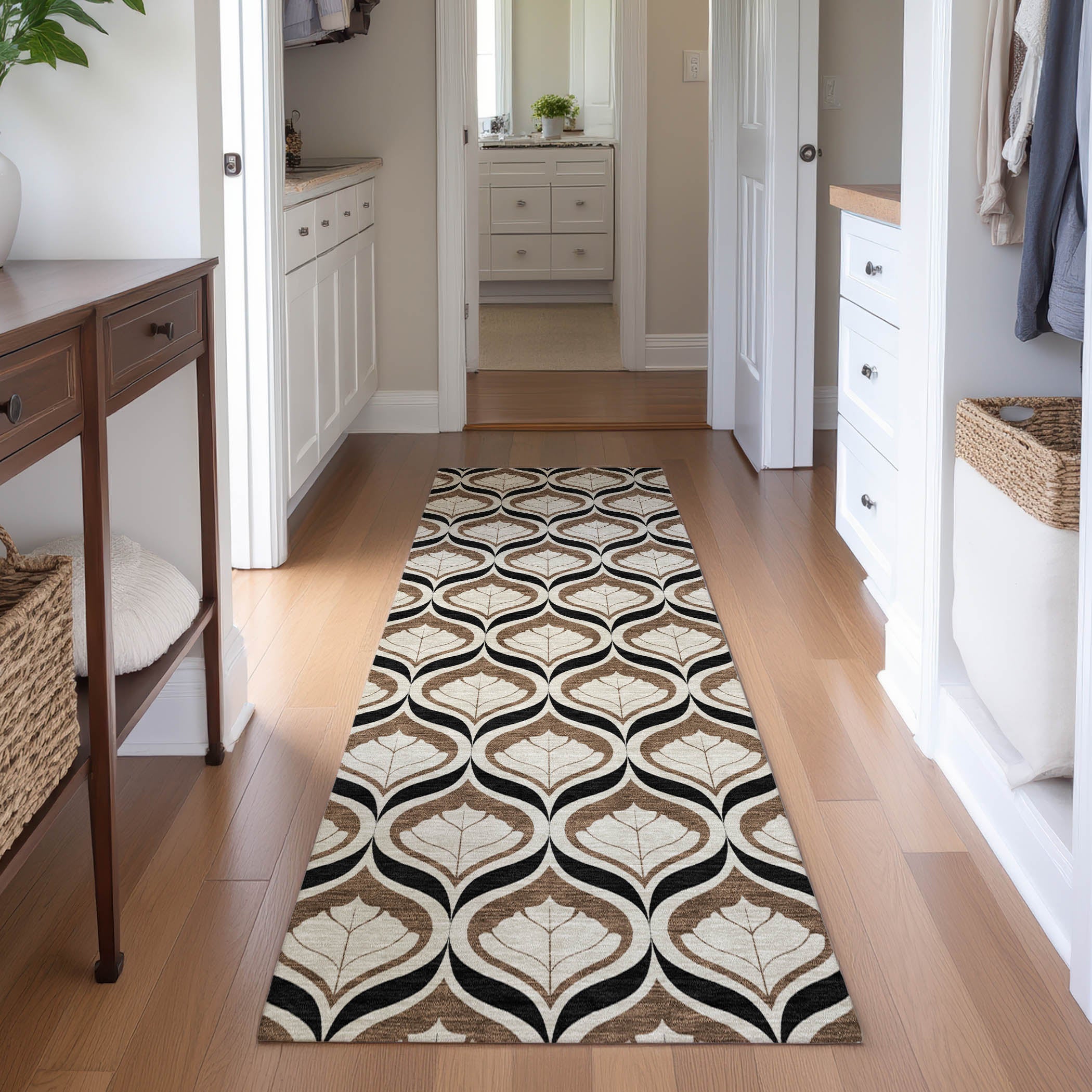 Bergen Machine Washable Transitional Fudge Brown Rug 2'3" x 7'6" #shape_Runner