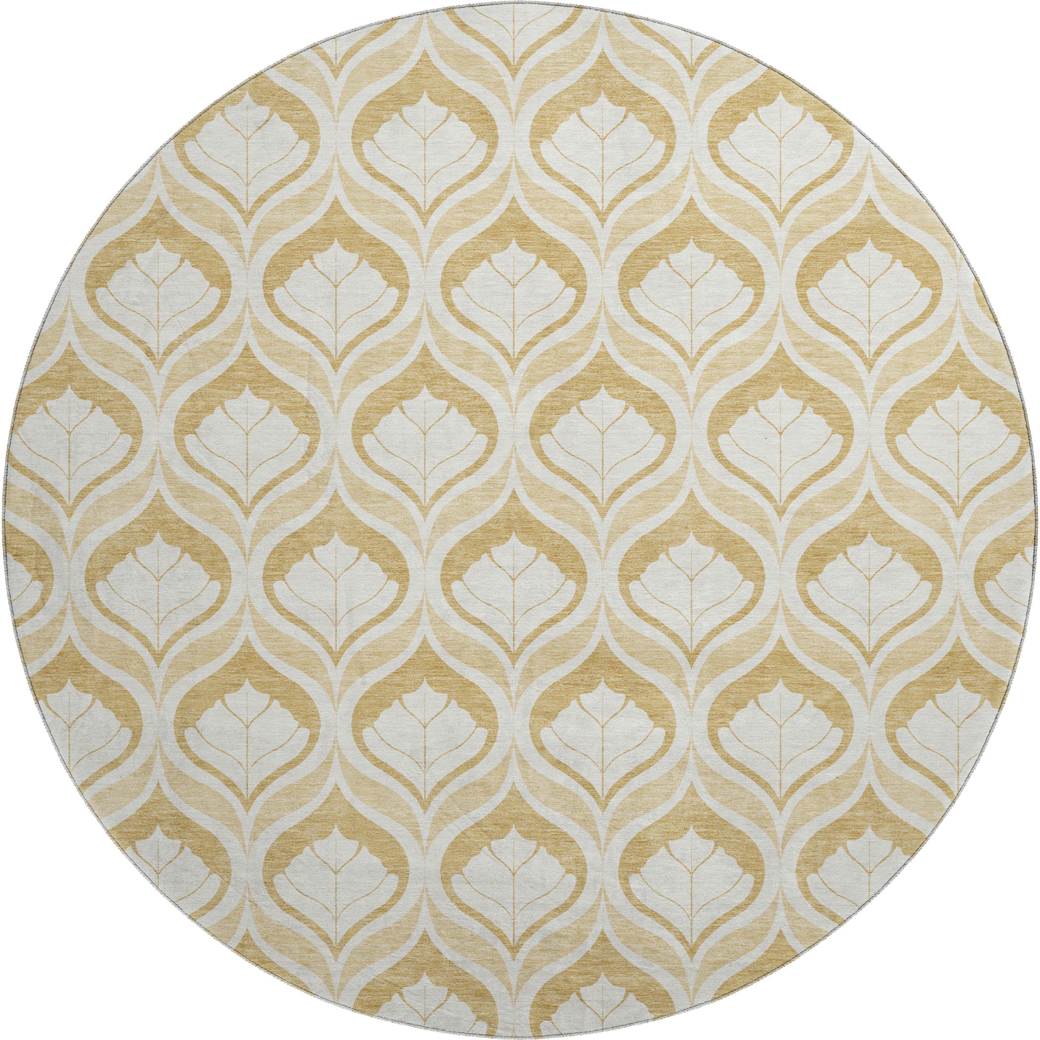 Bergen Machine Washable Transitional Gold Rug 8' x 8' #shape_Round