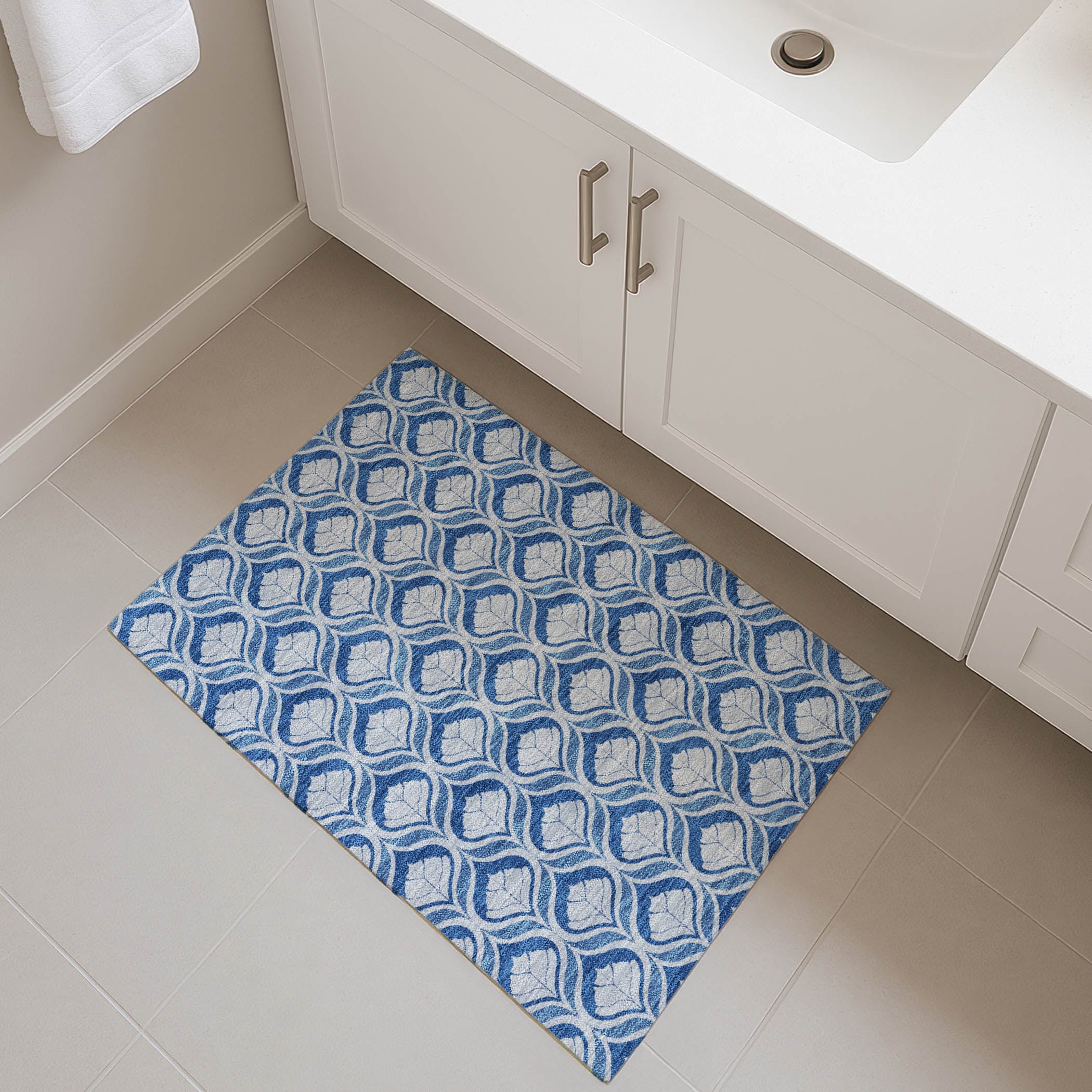 Bergen Machine Washable Transitional Navy Blue Rug 1'8" x 2'6" #shape_Rectangle