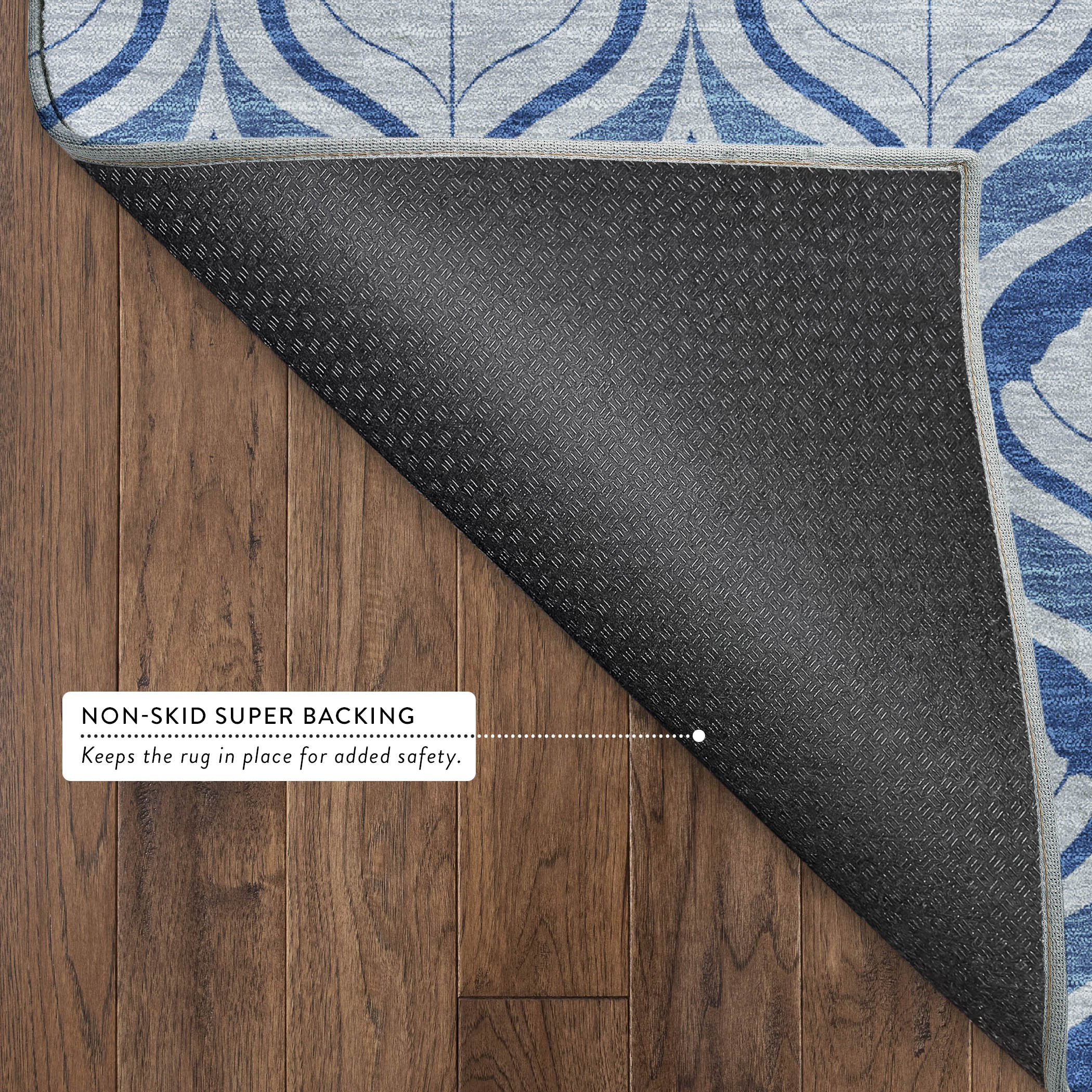 Bergen Machine Washable Transitional Navy Blue Rug 1'8" x 2'6" #shape_Rectangle