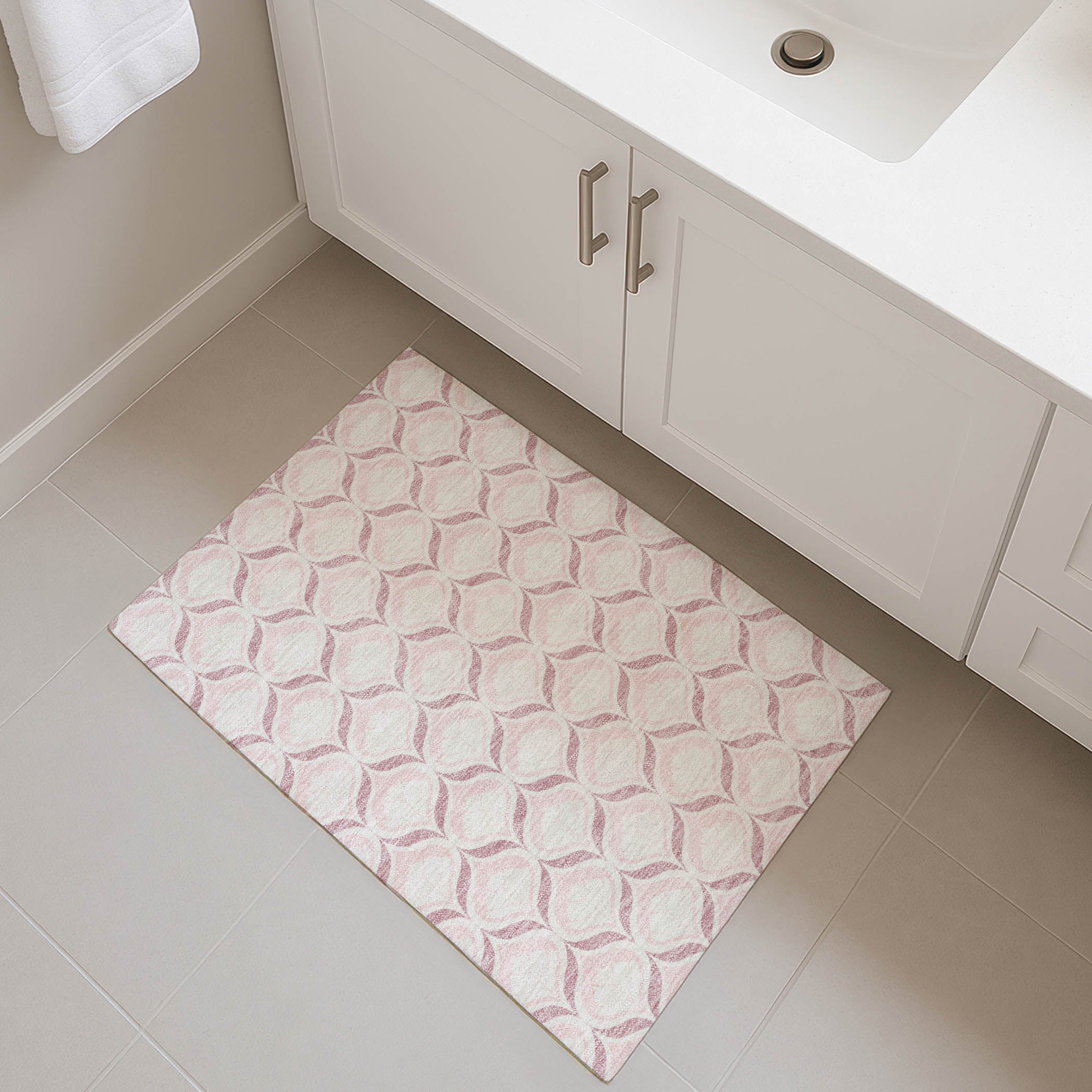 Bergen Machine Washable Transitional Pink Rug 1'8" x 2'6" #shape_Rectangle
