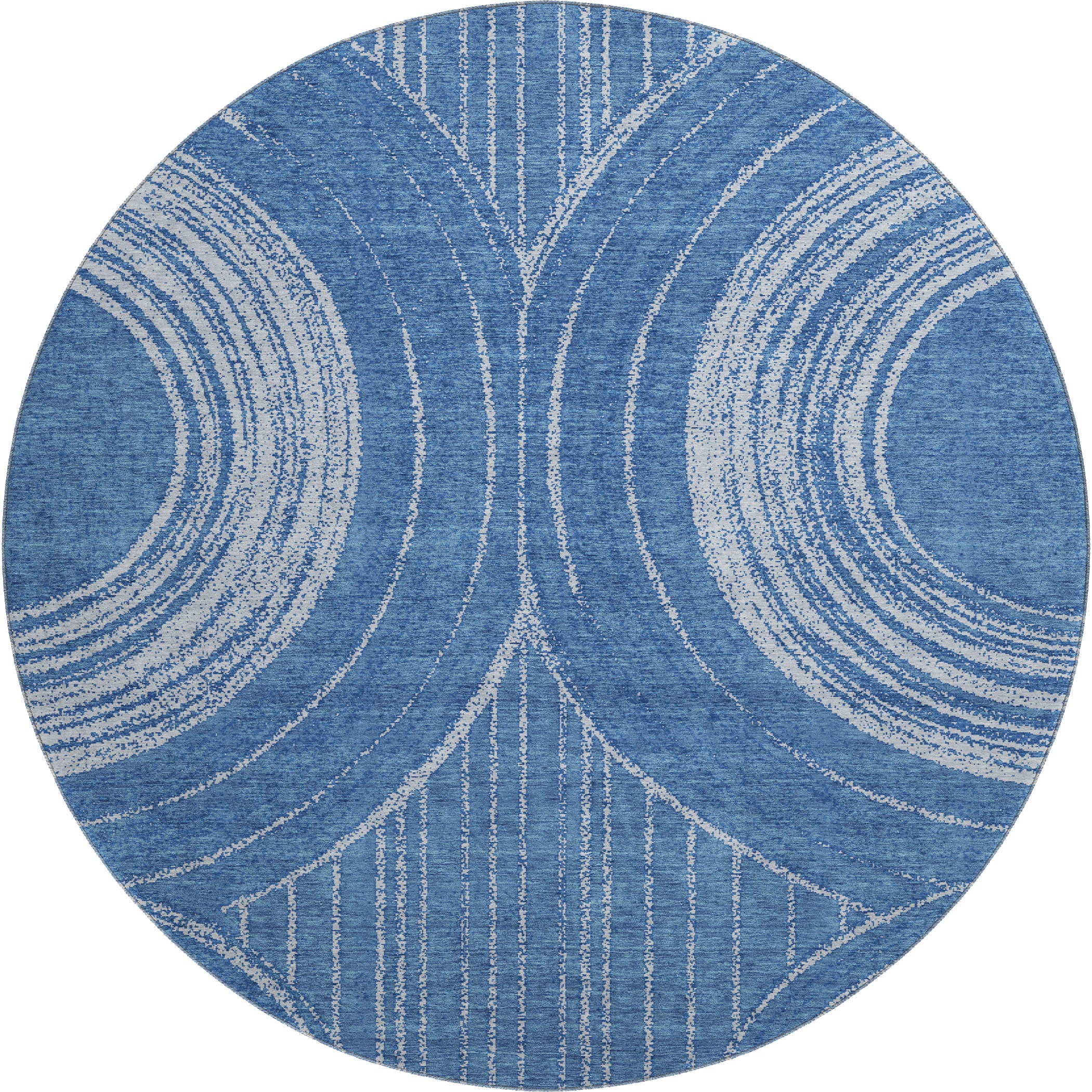 Reykjavik Machine Washable Transitional Navy Blue Rug 8' x 8' #shape_Round