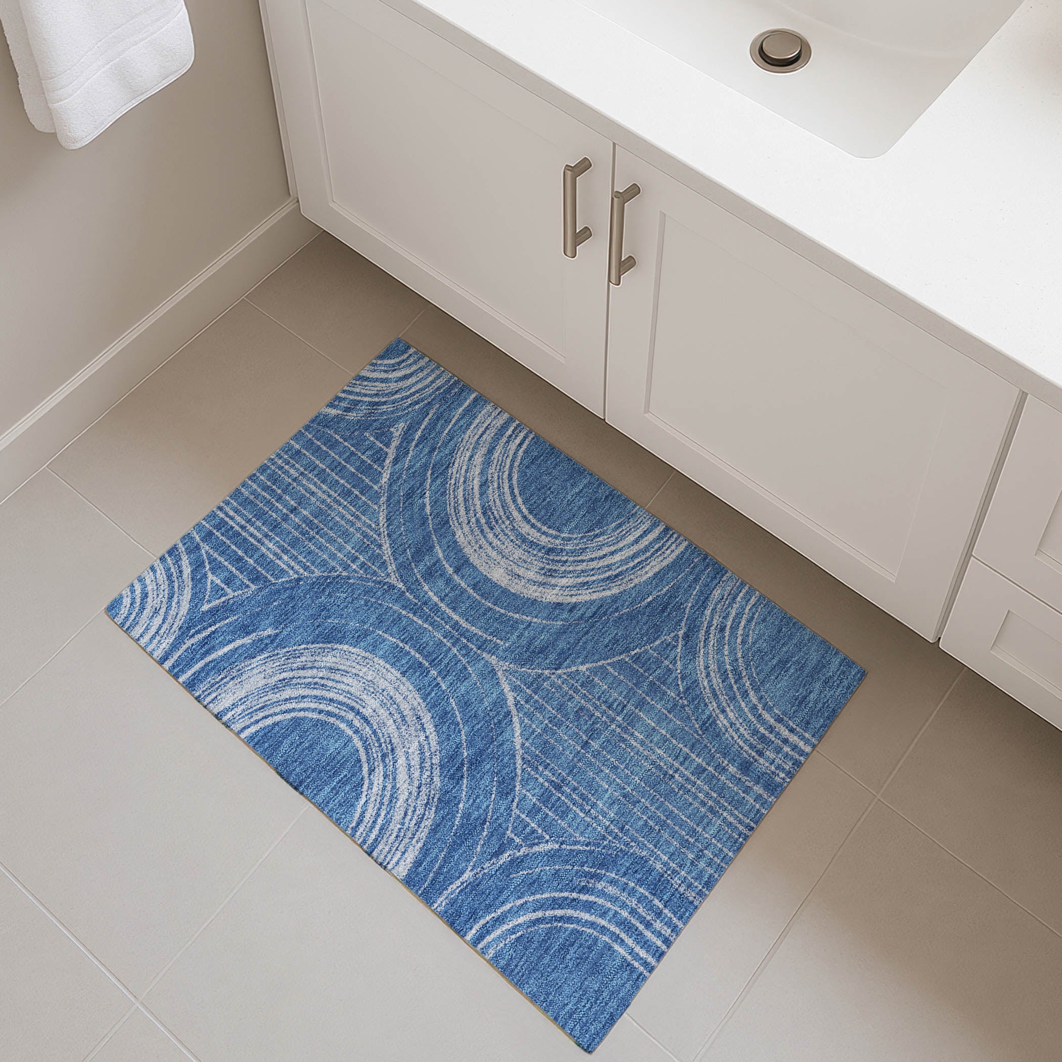 Reykjavik Machine Washable Transitional Navy Blue Rug 1'8" x 2'6" #shape_Rectangle