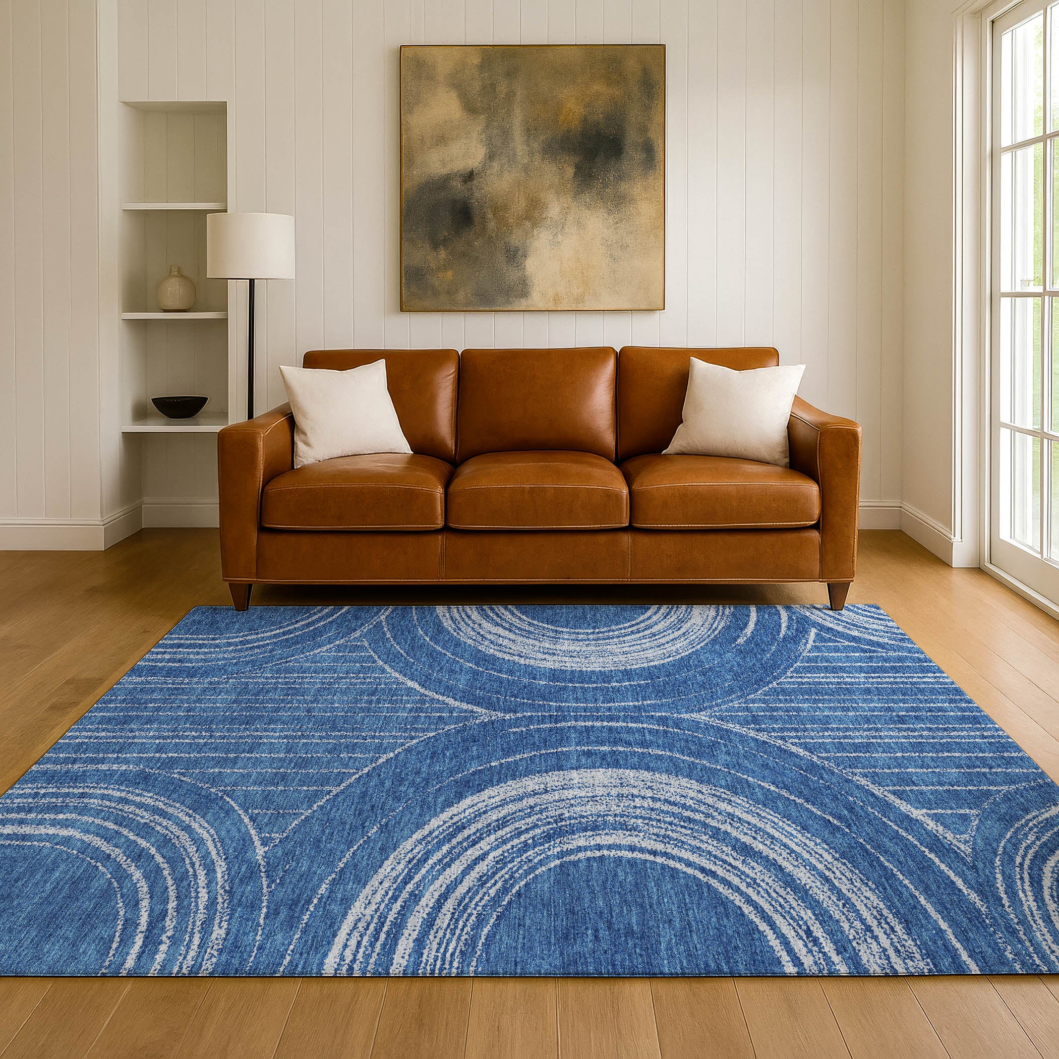 Reykjavik Machine Washable Transitional Navy Blue Rug 3' x 5' #shape_Rectangle