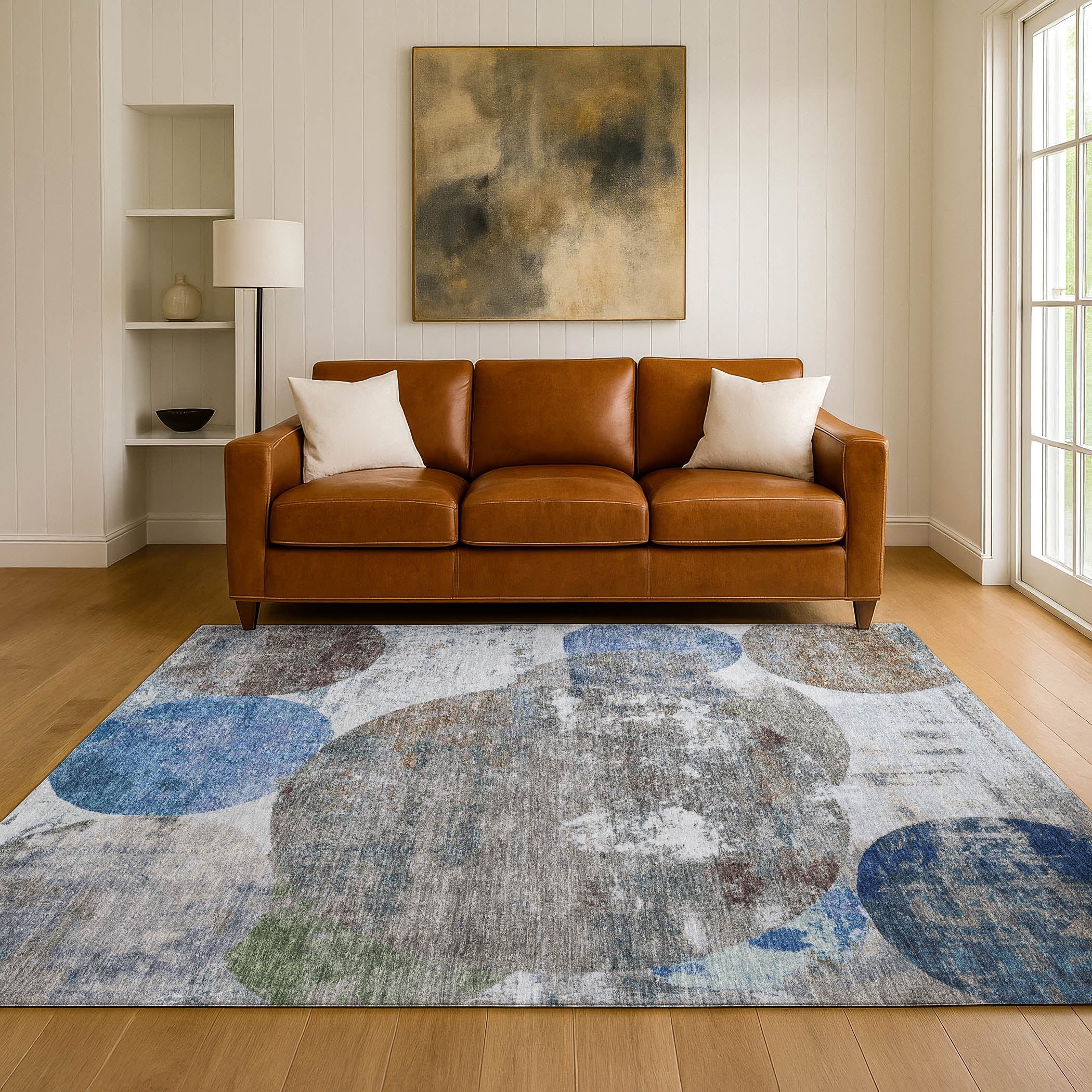 Sintra Machine Washable Transitional Blue Rug 3' x 5' #shape_Rectangle