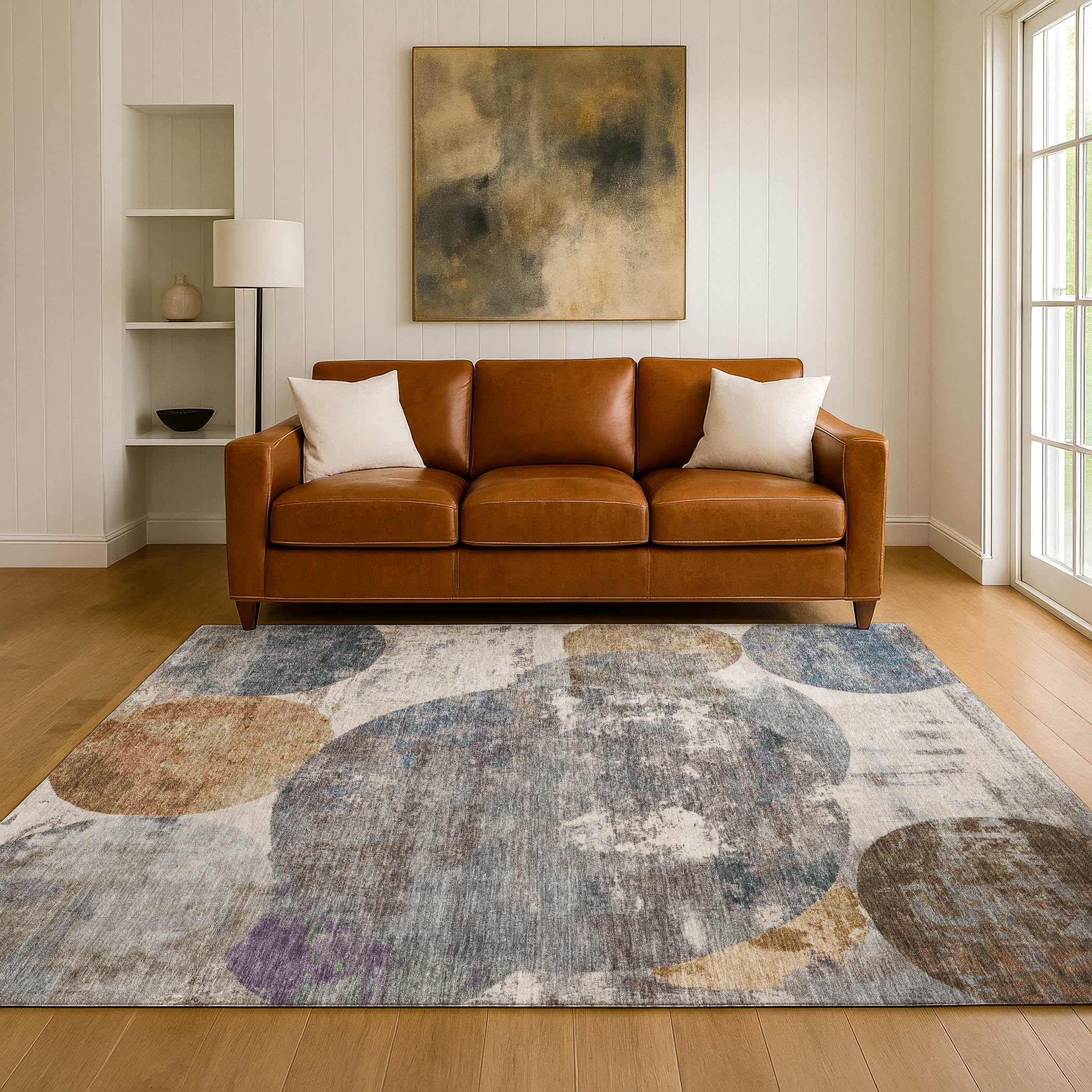 Sintra Machine Washable Transitional Khaki Brown Rug 3' x 5' #shape_Rectangle