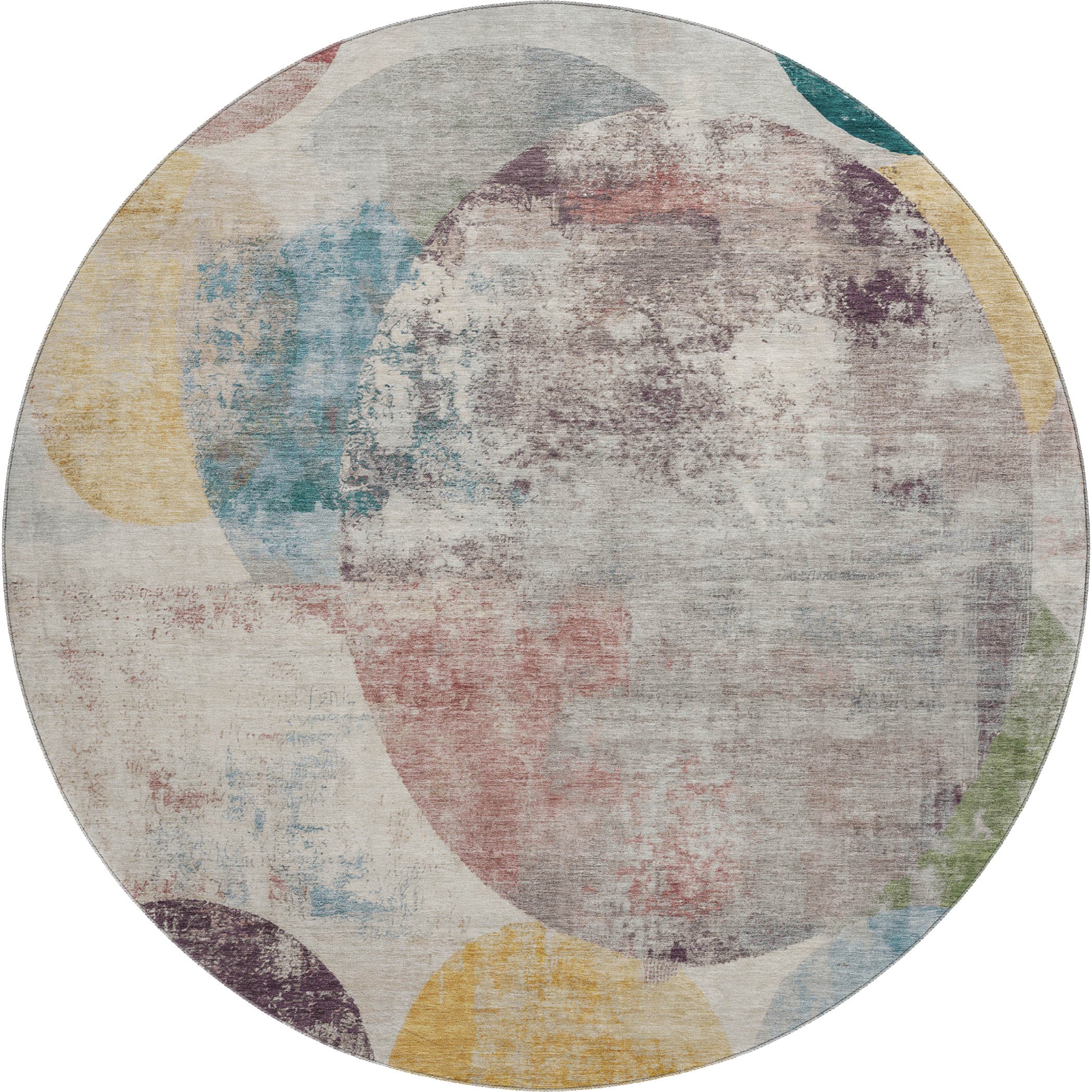 Sintra Machine Washable Transitional Putty Ivory Rug 8' x 8' #shape_Round